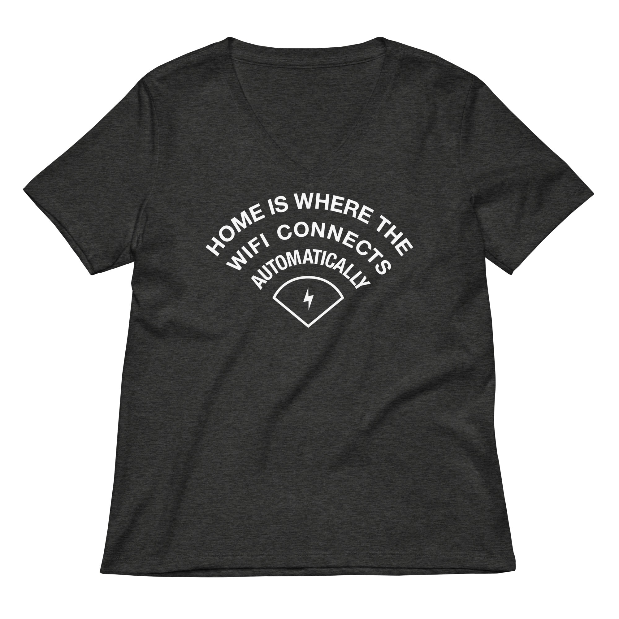 Home Is Where The WiFI Connects Automatically Women's V-Neck Tee Hoodie, Sweatshirt | CoreVibeTees.com (Image 3)