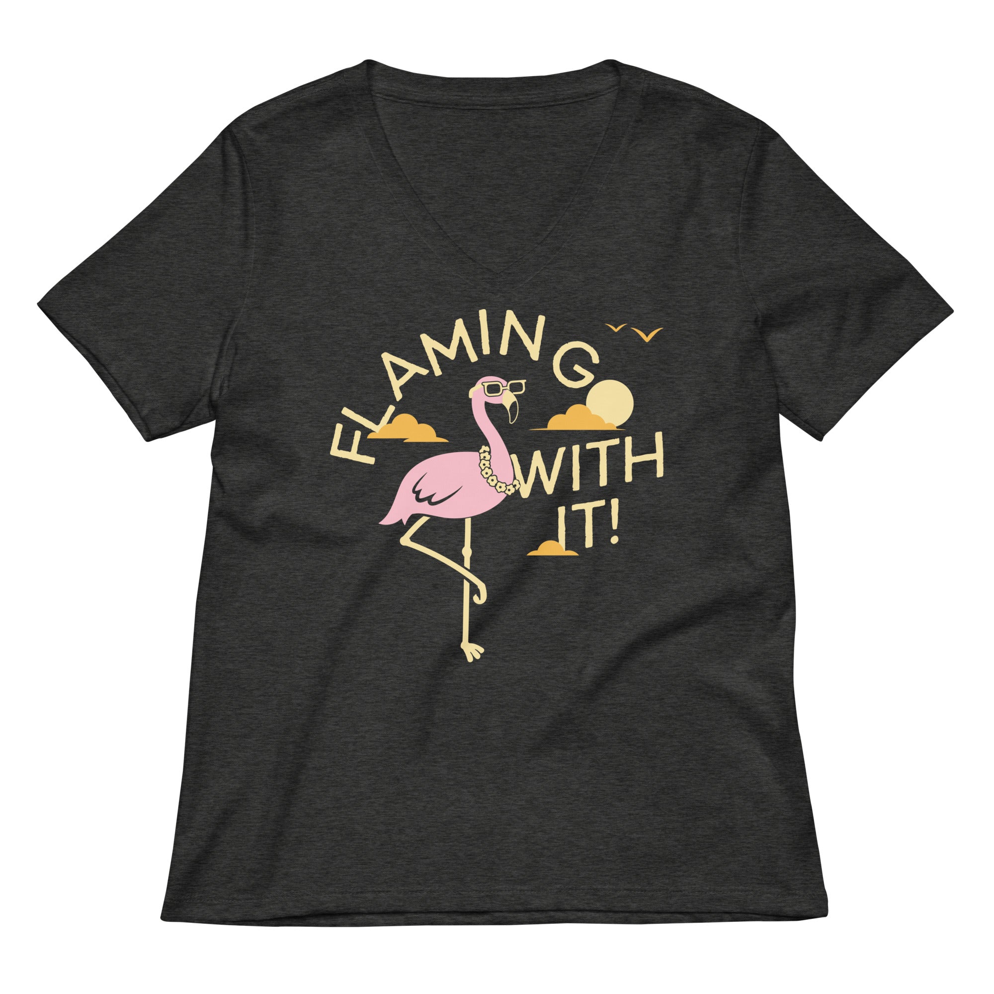 Flamingo With It Women's V-Neck Tee Hoodie, Sweatshirt | CoreVibeTees.com (Image 2)
