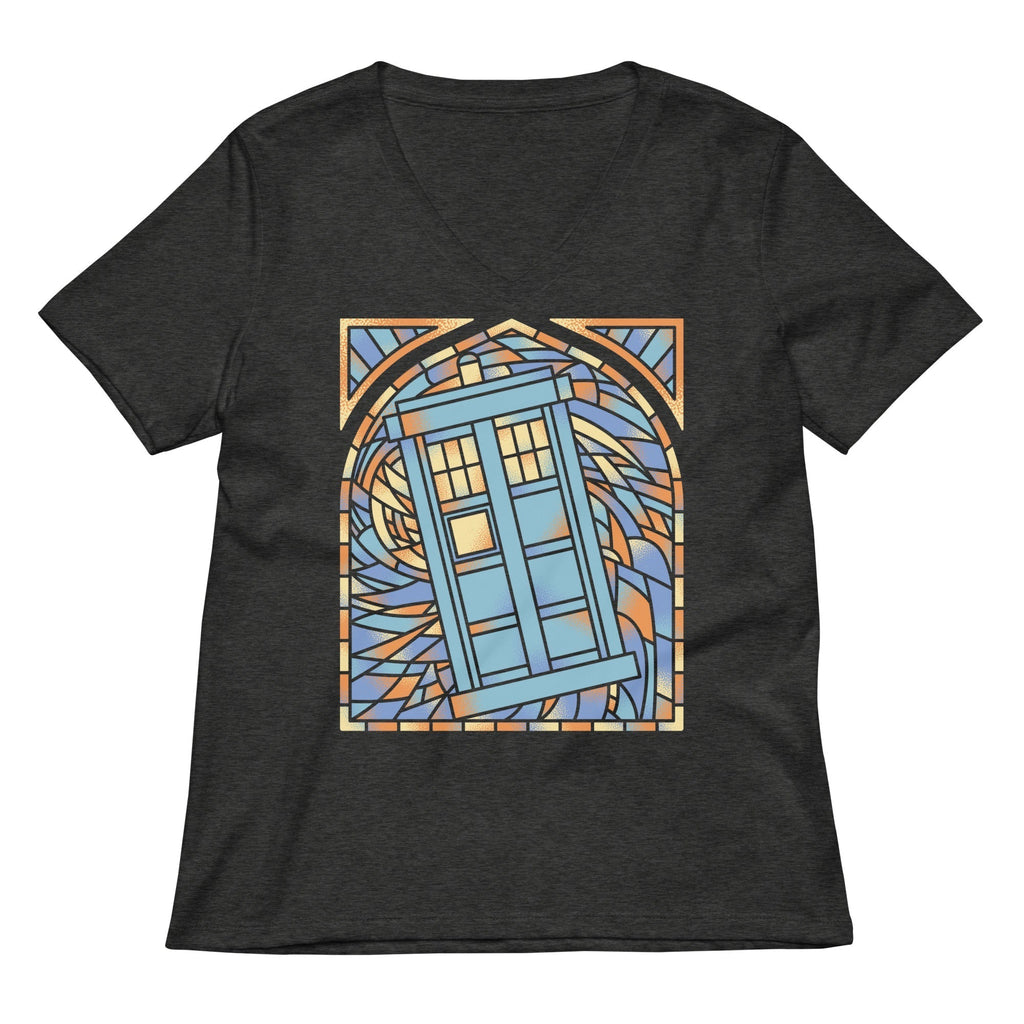Stained Glass Police Box Women's V-Neck Tee Hoodie, Sweatshirt | CoreVibeTees.com (Image 3)