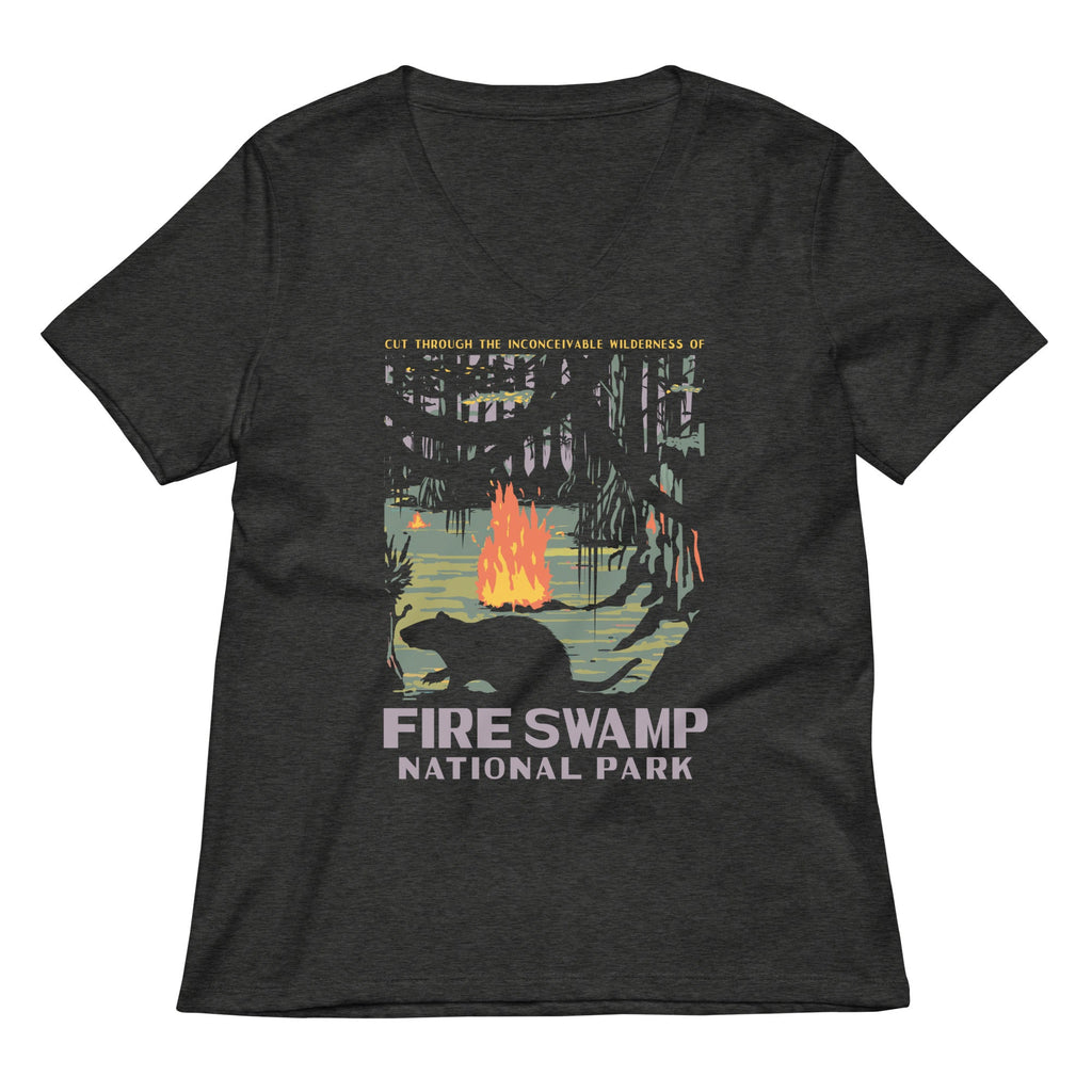 Fire Swamp National Park Women's V-Neck Tee Hoodie, Sweatshirt | CoreVibeTees.com (Image 3)