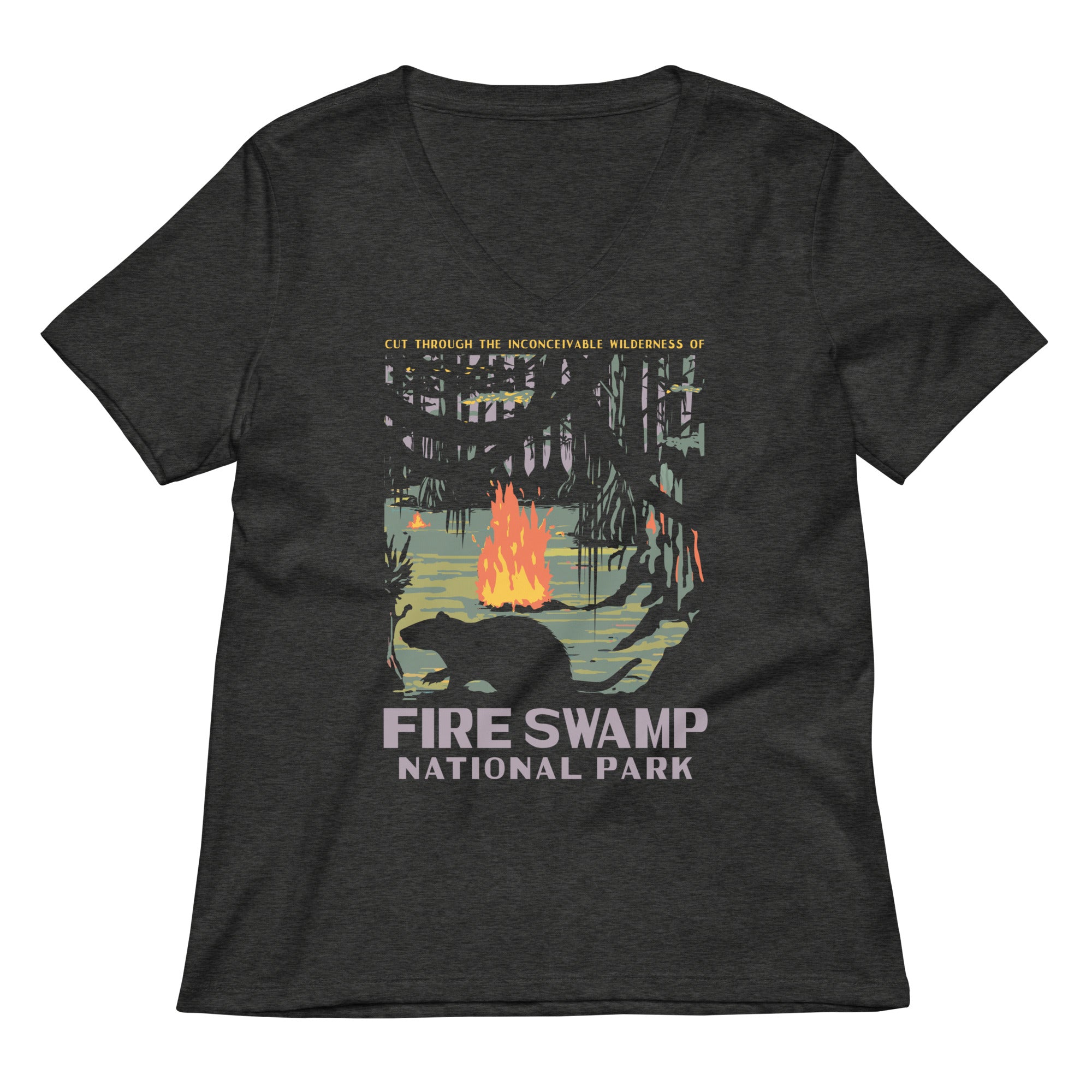 Fire Swamp National Park Women's V-Neck Tee Hoodie, Sweatshirt | CoreVibeTees.com (Image 3)