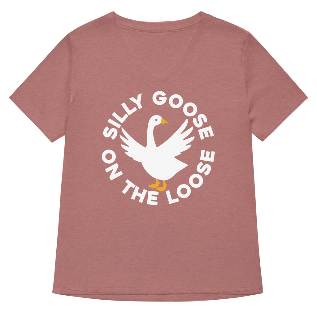Silly Goose On The Loose Women's V-Neck Tee Hoodie, Sweatshirt | CoreVibeTees.com (Image 5)