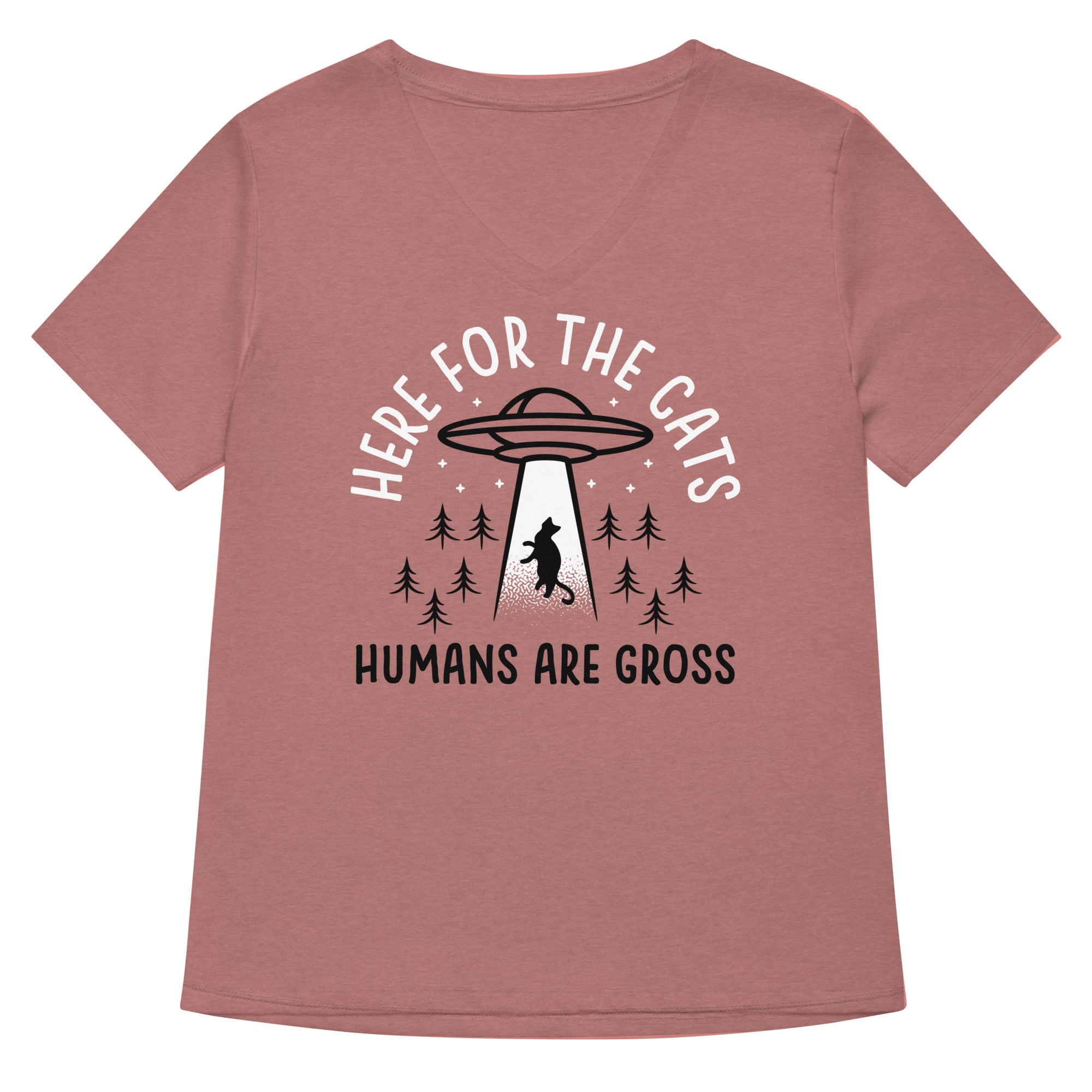 Here For The Cats, Humans Are Gross Women's V-Neck Tee Hoodie, Sweatshirt | CoreVibeTees.com (Image 2)