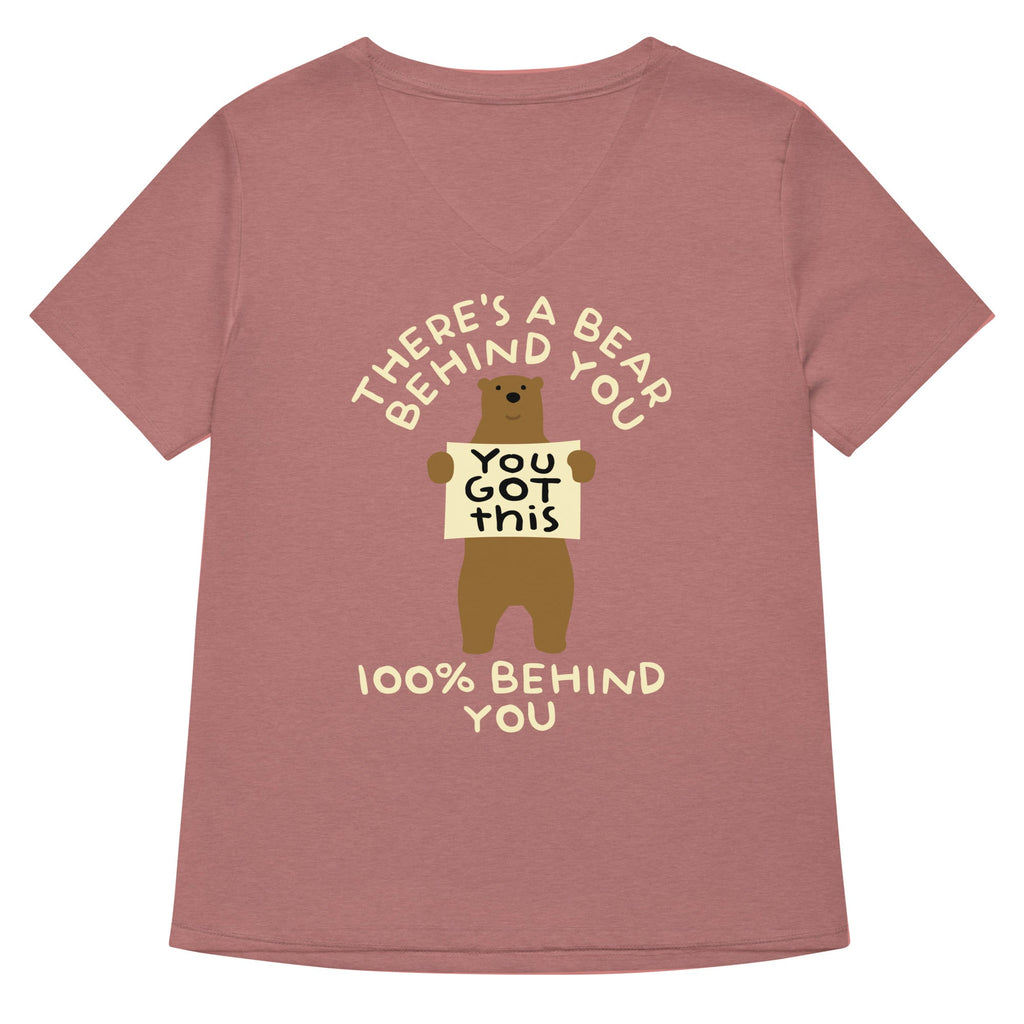 There's A Bear Behind You, 100% Behind You Women's V-Neck Tee Hoodie, Sweatshirt | CoreVibeTees.com (Image 1)