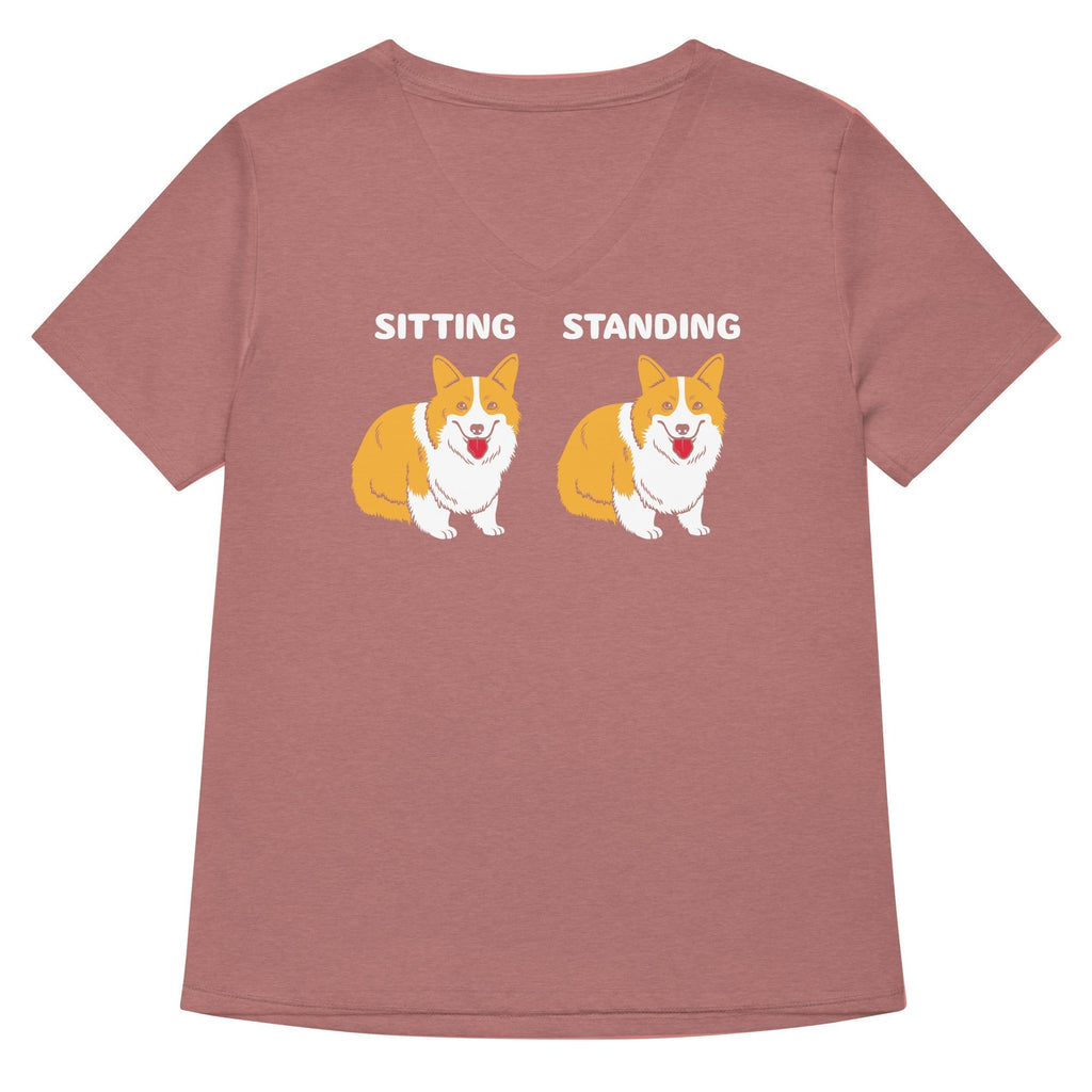 Corgi Sitting And Standing Women's V-Neck Tee Hoodie, Sweatshirt | CoreVibeTees.com (Image 5)