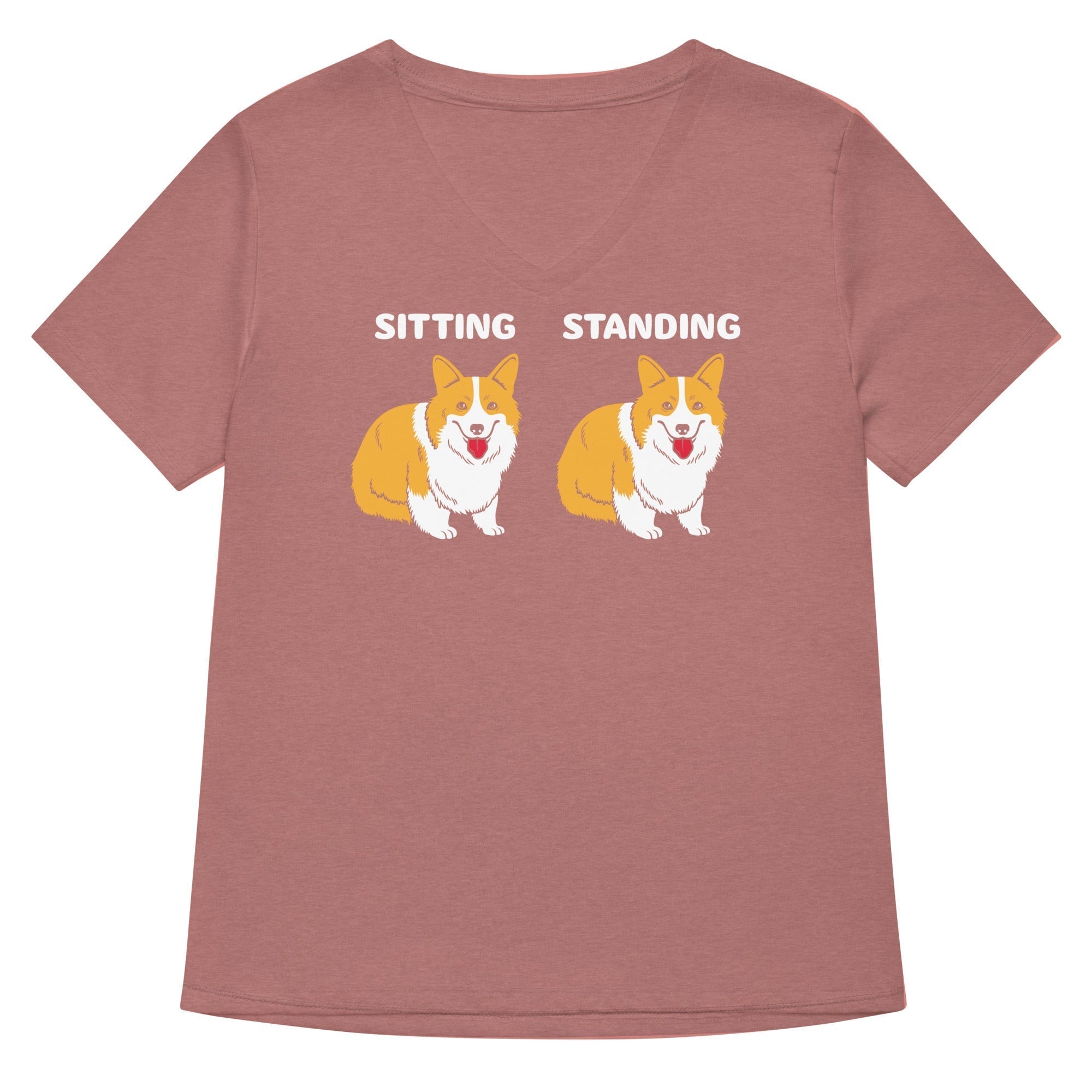 Corgi Sitting And Standing Women's V-Neck Tee Hoodie, Sweatshirt | CoreVibeTees.com (Image 5)