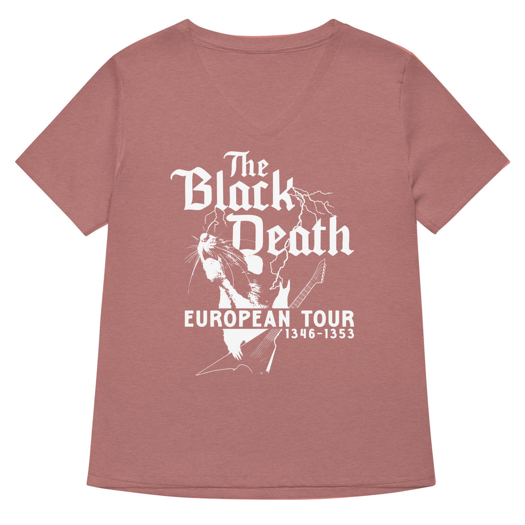 The Black Death European Tour Women's V-Neck Tee Hoodie, Sweatshirt | CoreVibeTees.com (Image 5)