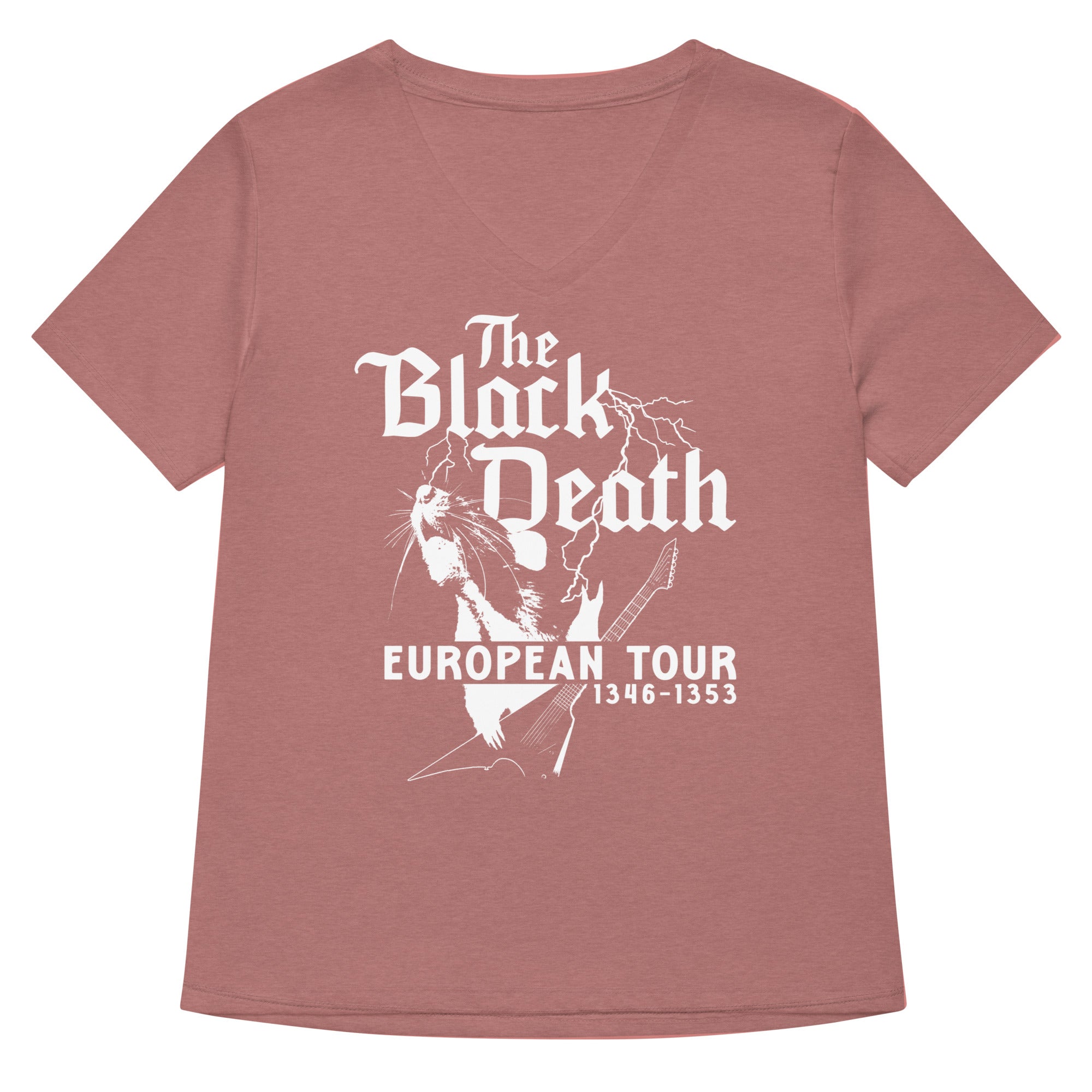 The Black Death European Tour Women's V-Neck Tee Hoodie, Sweatshirt | CoreVibeTees.com (Image 5)
