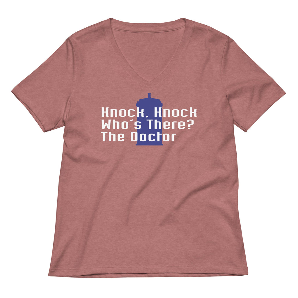 Knock Knock! Who's There? The Doctor Women's V-Neck Tee Hoodie, Sweatshirt | CoreVibeTees.com (Image 4)