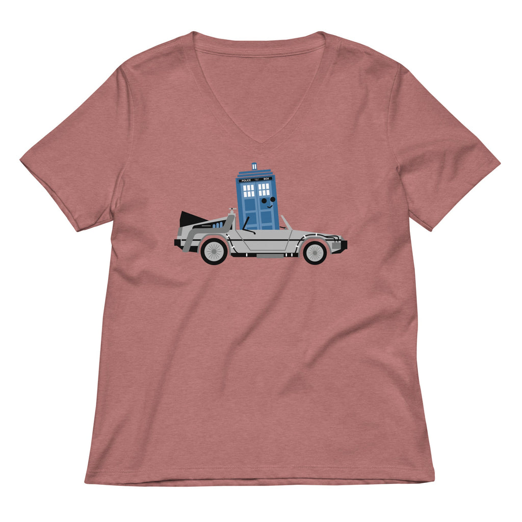Time Machine x Two Women's V-Neck Tee Hoodie, Sweatshirt | CoreVibeTees.com (Image 2)