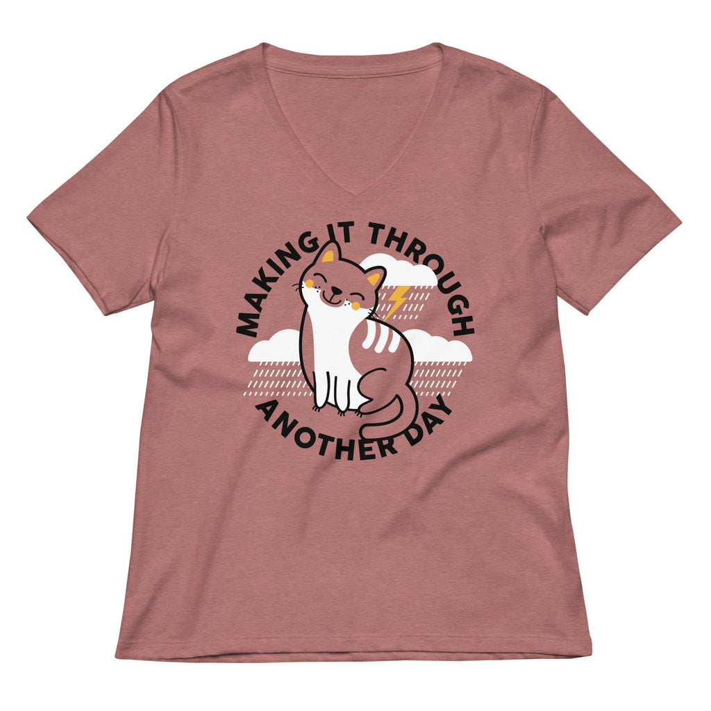 Making It Through Another Day Women's V-Neck Tee Hoodie, Sweatshirt | CoreVibeTees.com (Image 2)
