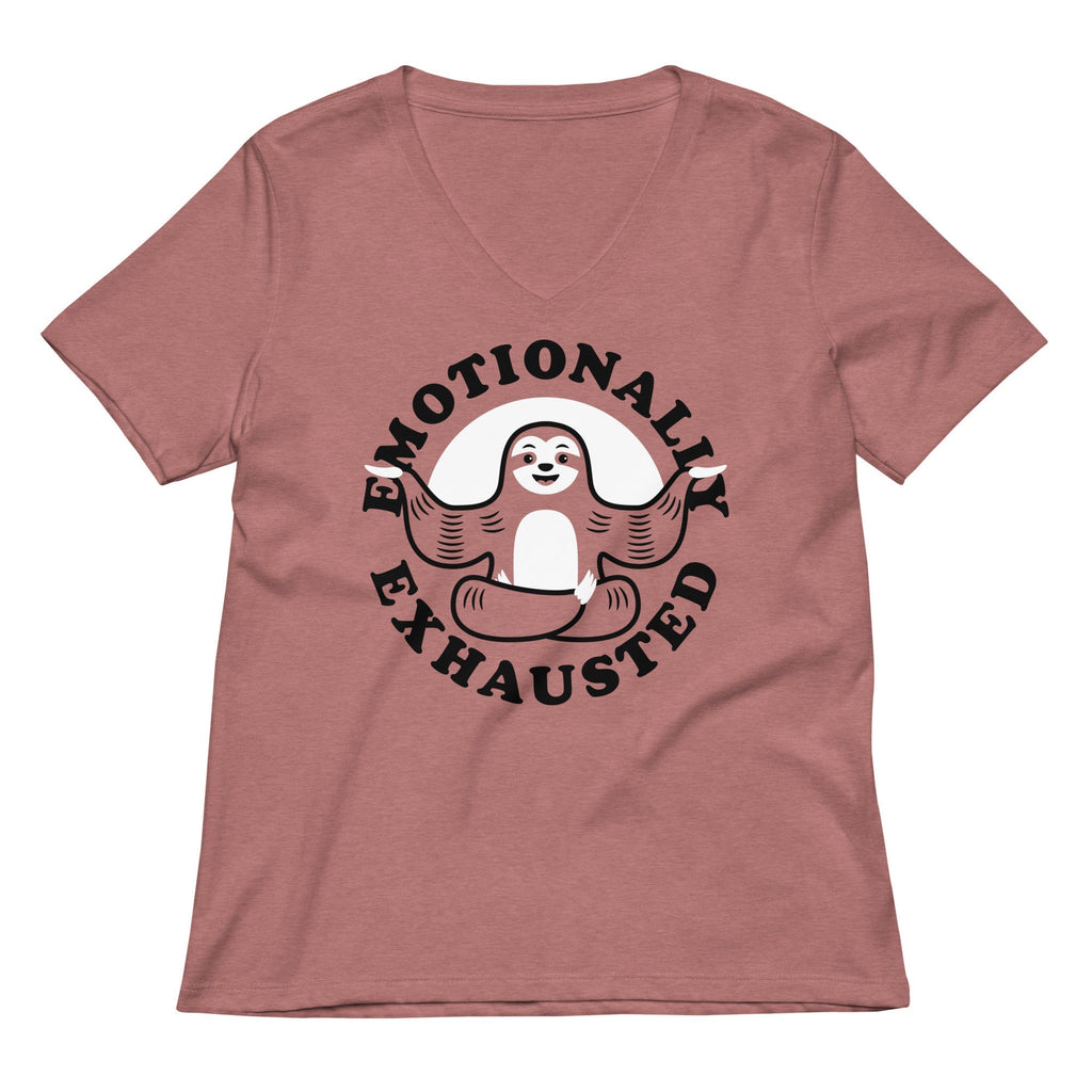 Emotionally Exhausted Women's V-Neck Tee Hoodie, Sweatshirt | CoreVibeTees.com (Image 2)