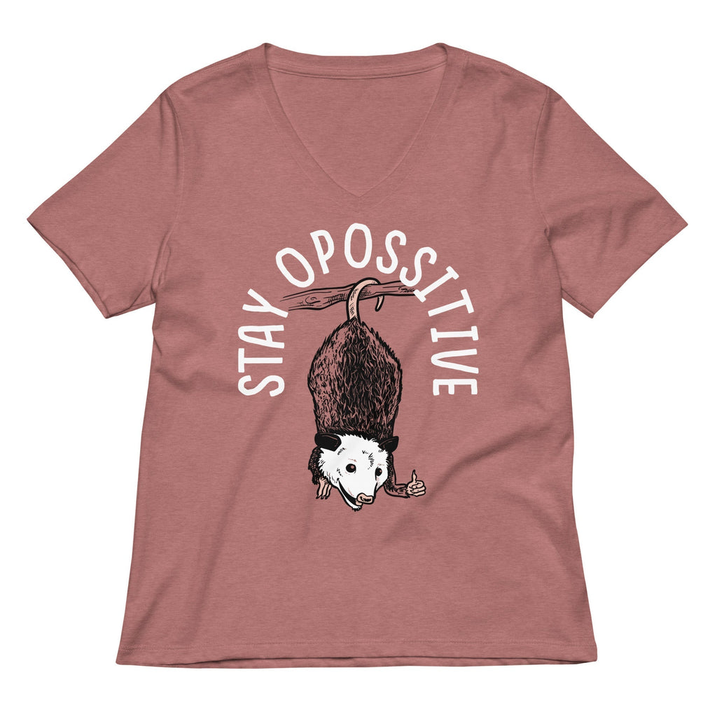 Stay Opossitive Women's V-Neck Tee Hoodie, Sweatshirt | CoreVibeTees.com (Image 2)