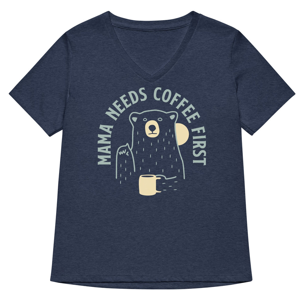 Mama Needs Coffee First Women's V-Neck Tee Hoodie, Sweatshirt | CoreVibeTees.com (Image 2)