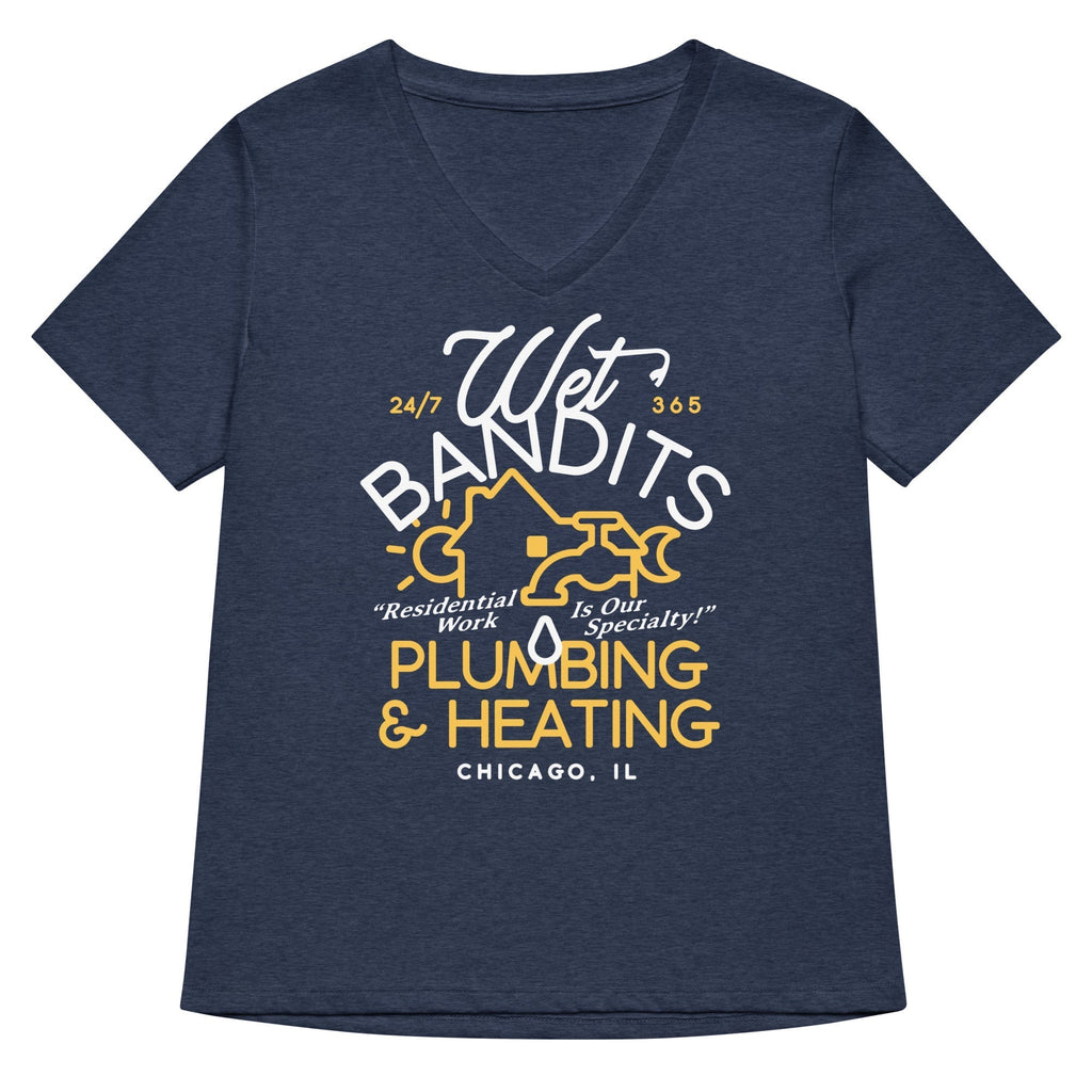 Wet Bandits Plumbing & Heating Women's V-Neck Tee Hoodie, Sweatshirt | CoreVibeTees.com (Image 2)