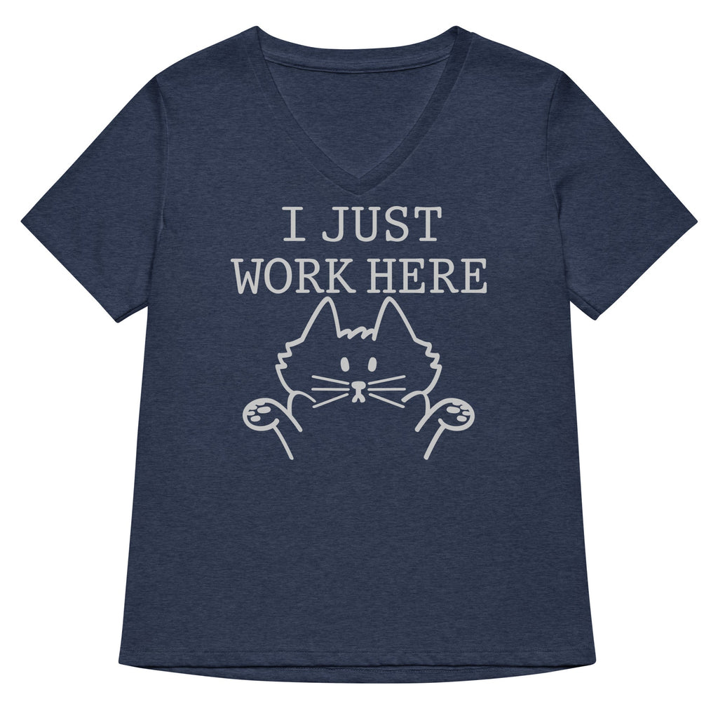 I Just Work Here Women's V-Neck Tee Hoodie, Sweatshirt | CoreVibeTees.com (Image 2)