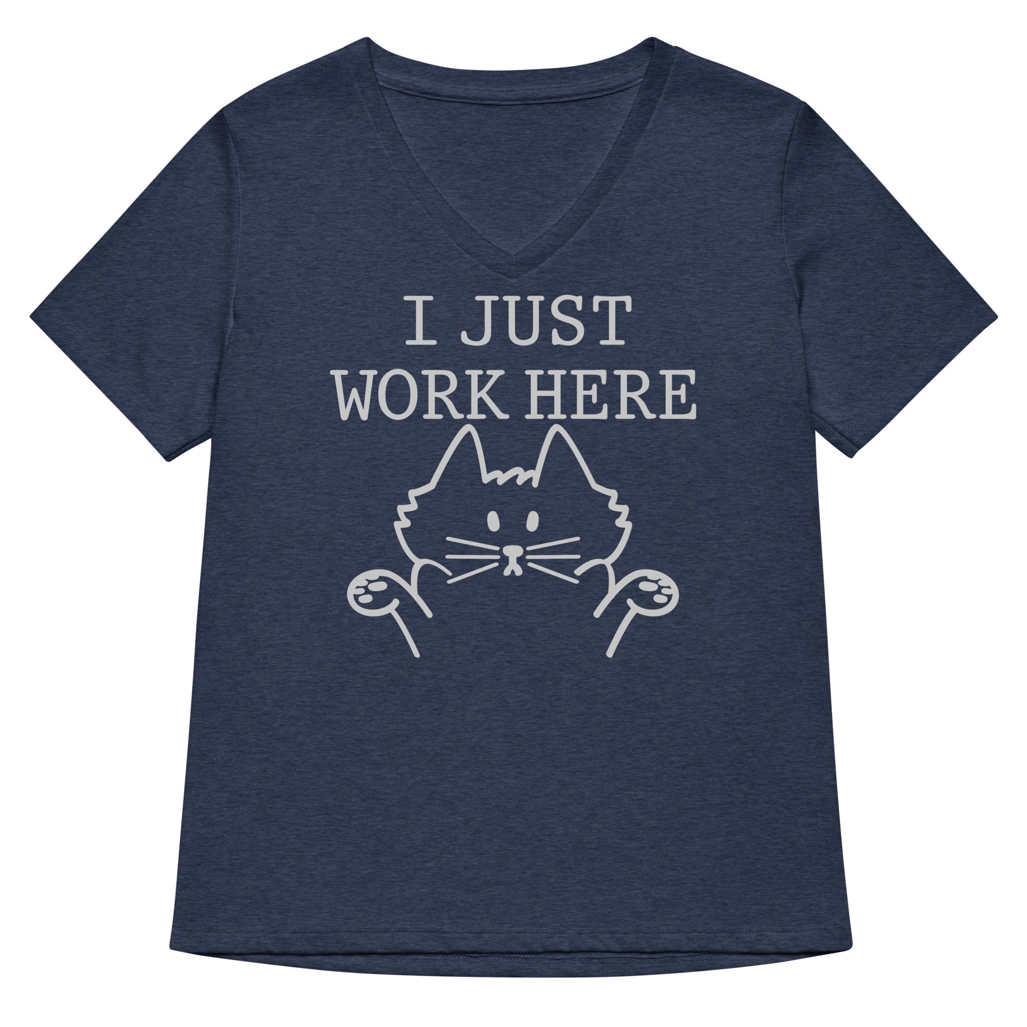 I Just Work Here Women's V-Neck Tee Hoodie, Sweatshirt | CoreVibeTees.com (Image 2)