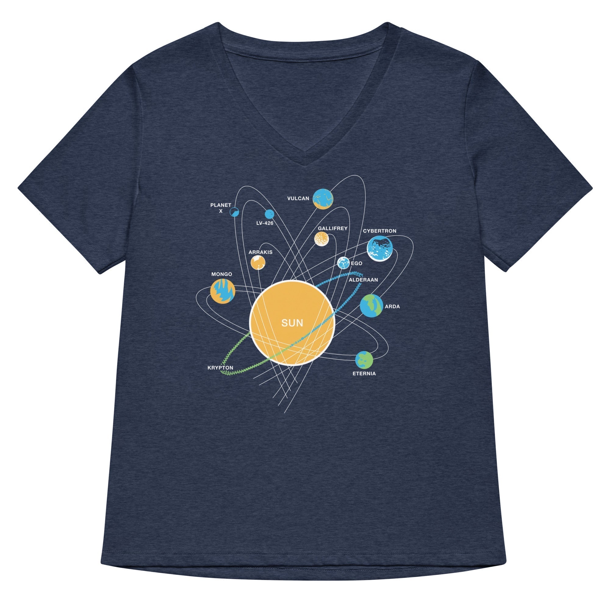 Solar System Women's V-Neck Tee Hoodie, Sweatshirt | CoreVibeTees.com (Image 2)