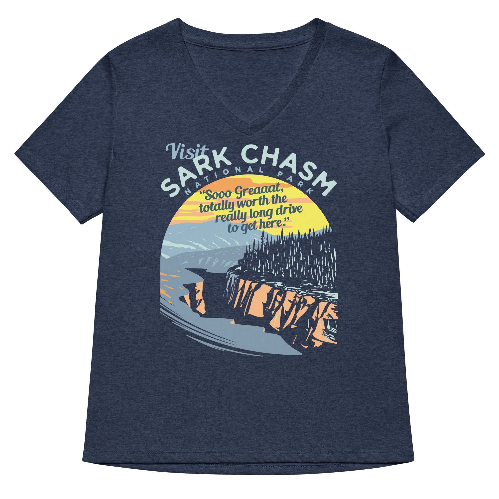 Visit Sark Chasm Women's V-Neck Tee Hoodie, Sweatshirt | CoreVibeTees.com (Image 2)