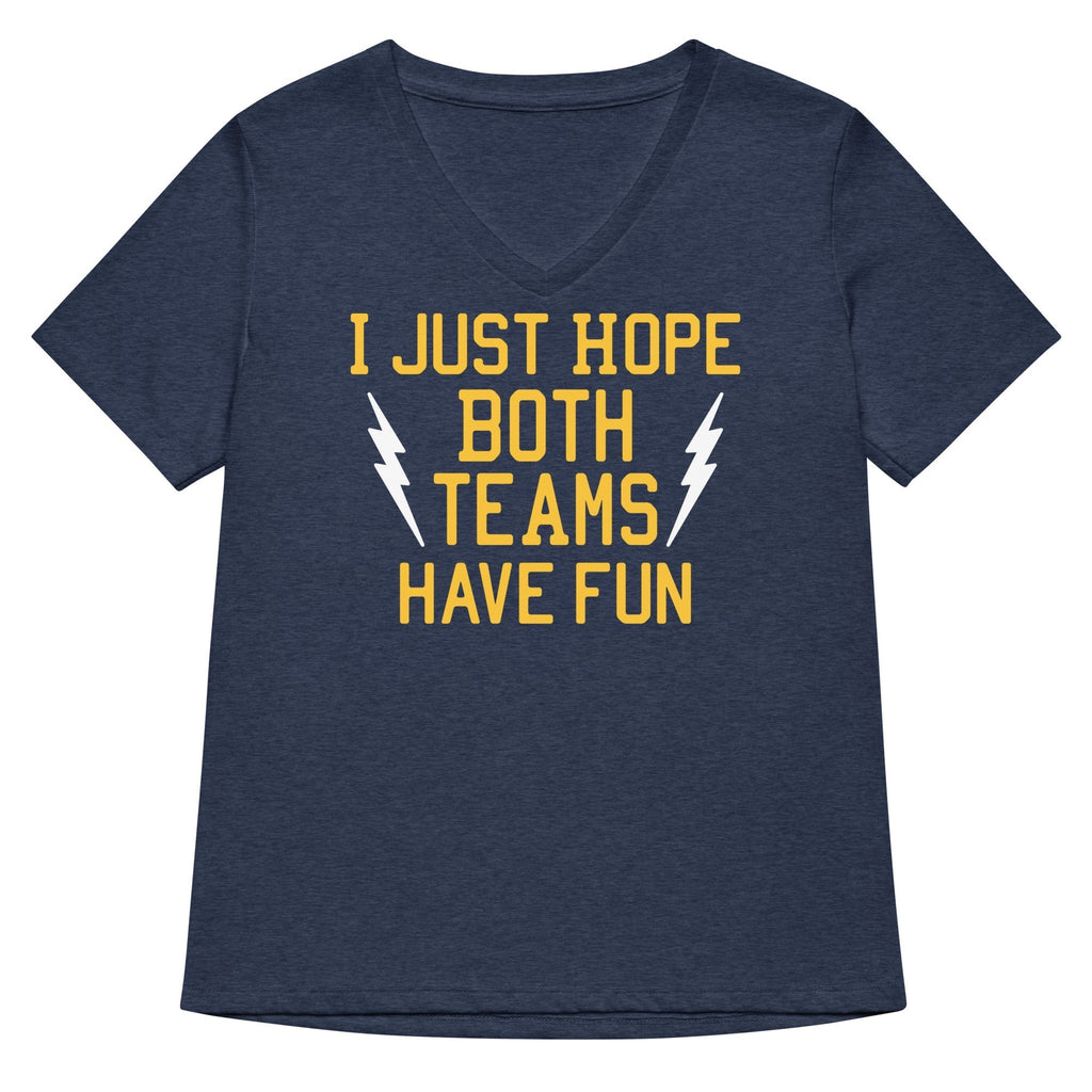 I Just Hope Both Teams Have Fun Women's V-Neck Tee Hoodie, Sweatshirt | CoreVibeTees.com (Image 2)