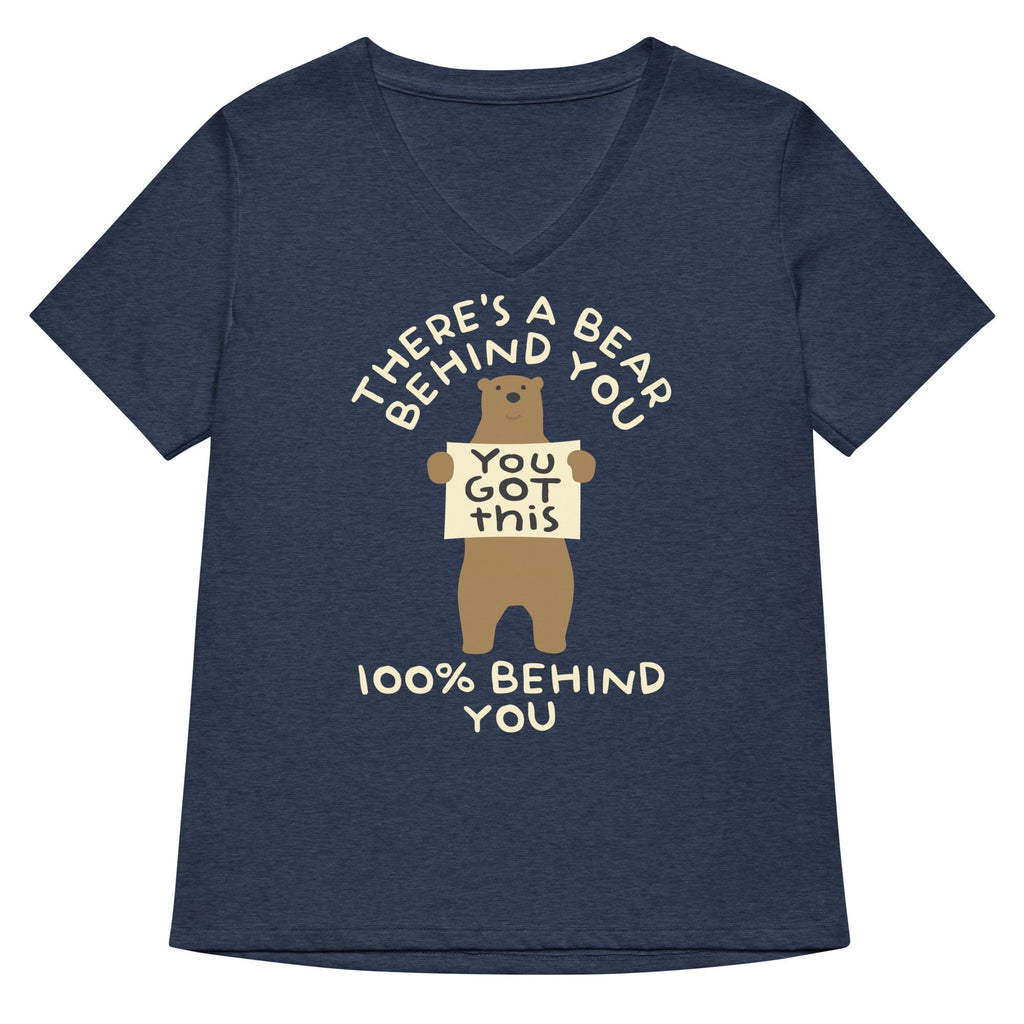 There's A Bear Behind You, 100% Behind You Women's V-Neck Tee Hoodie, Sweatshirt | CoreVibeTees.com (Image 3)