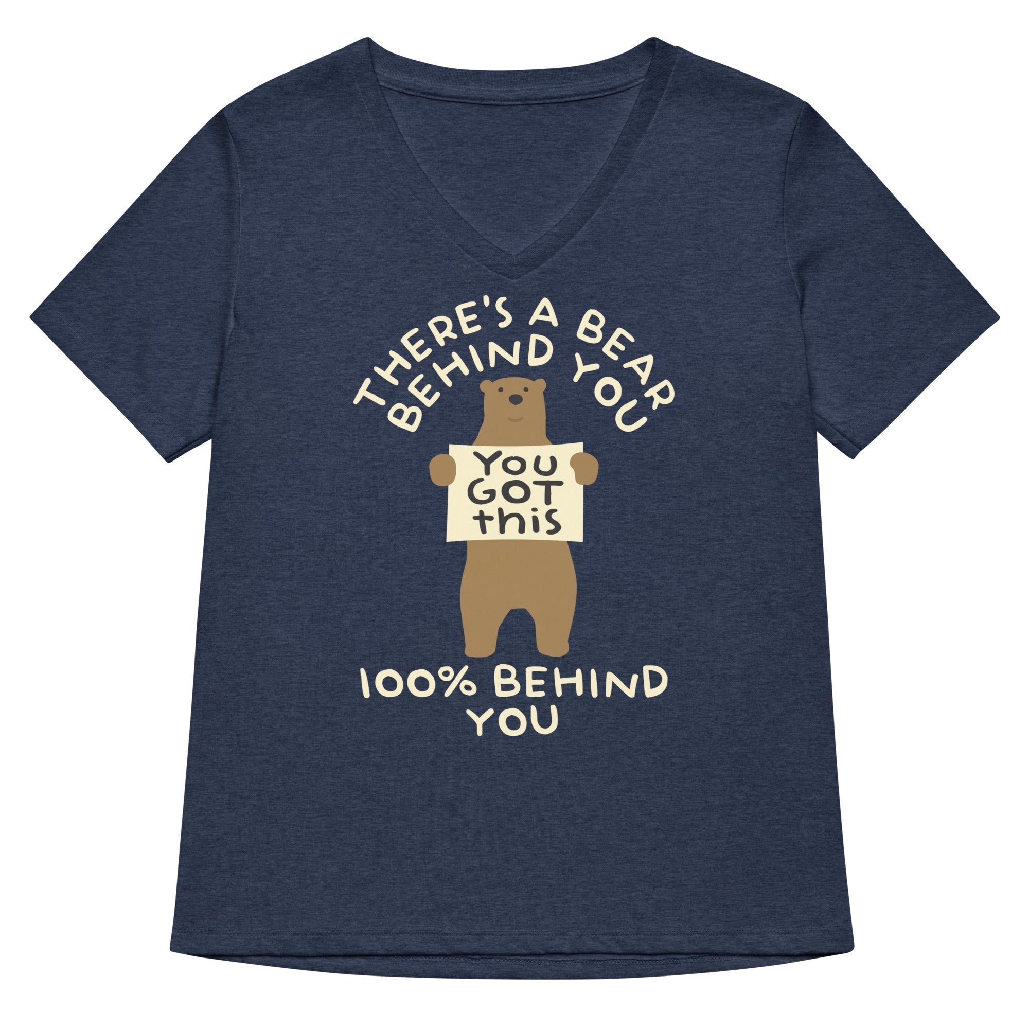There's A Bear Behind You, 100% Behind You Women's V-Neck Tee Hoodie, Sweatshirt | CoreVibeTees.com (Image 3)
