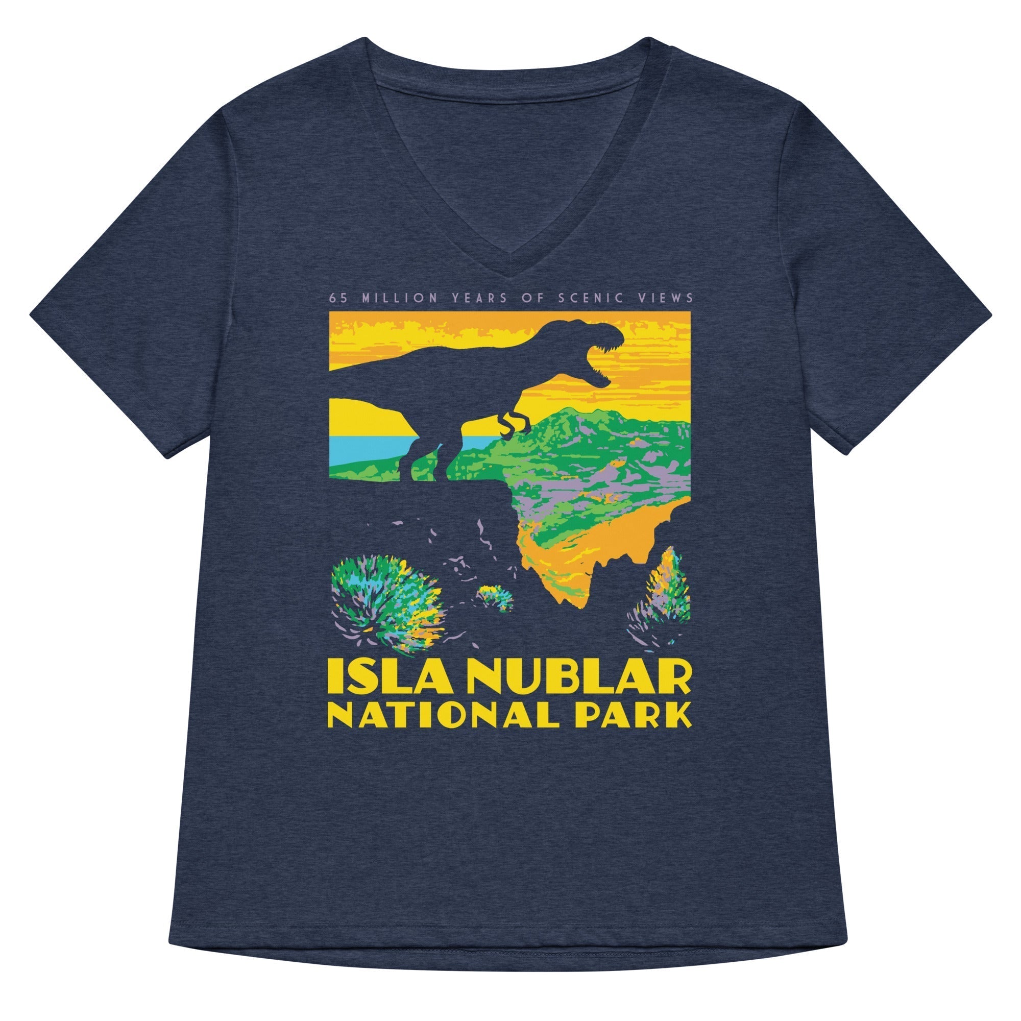 Isla Nublar National Park Women's V-Neck Tee Hoodie, Sweatshirt | CoreVibeTees.com (Image 2)