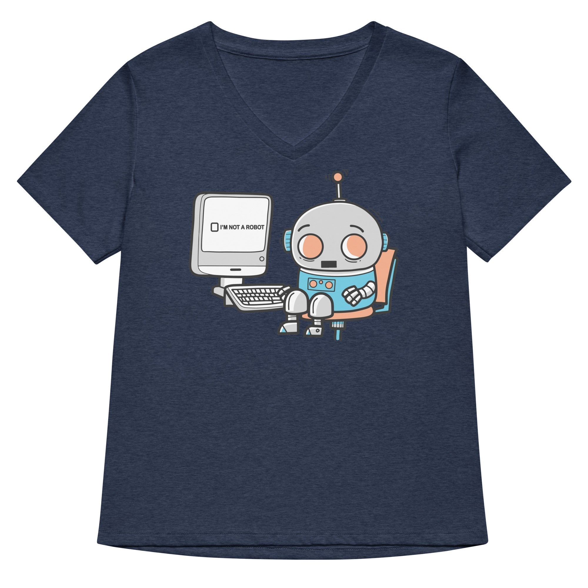 Robot Captcha Women's V-Neck Tee Hoodie, Sweatshirt | CoreVibeTees.com (Image 2)