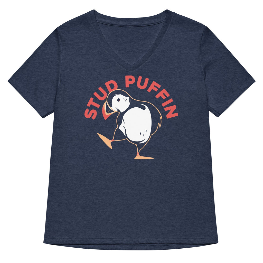 Stud Puffin Women's V-Neck Tee Hoodie, Sweatshirt | CoreVibeTees.com (Image 2)