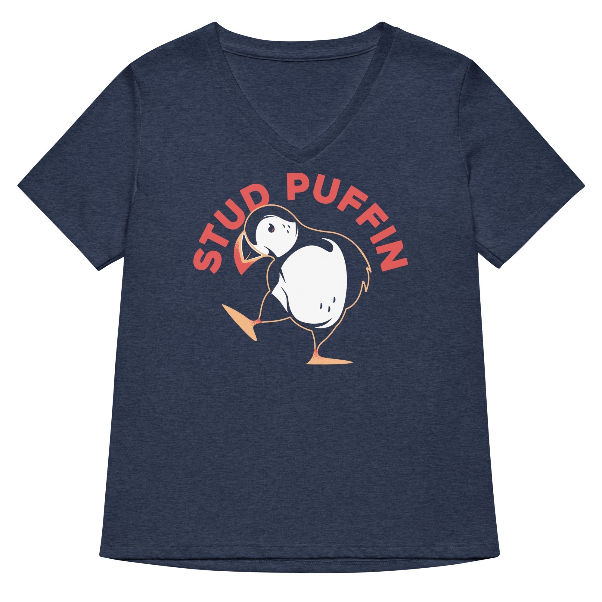 Stud Puffin Women's V-Neck Tee Hoodie, Sweatshirt | CoreVibeTees.com (Image 2)