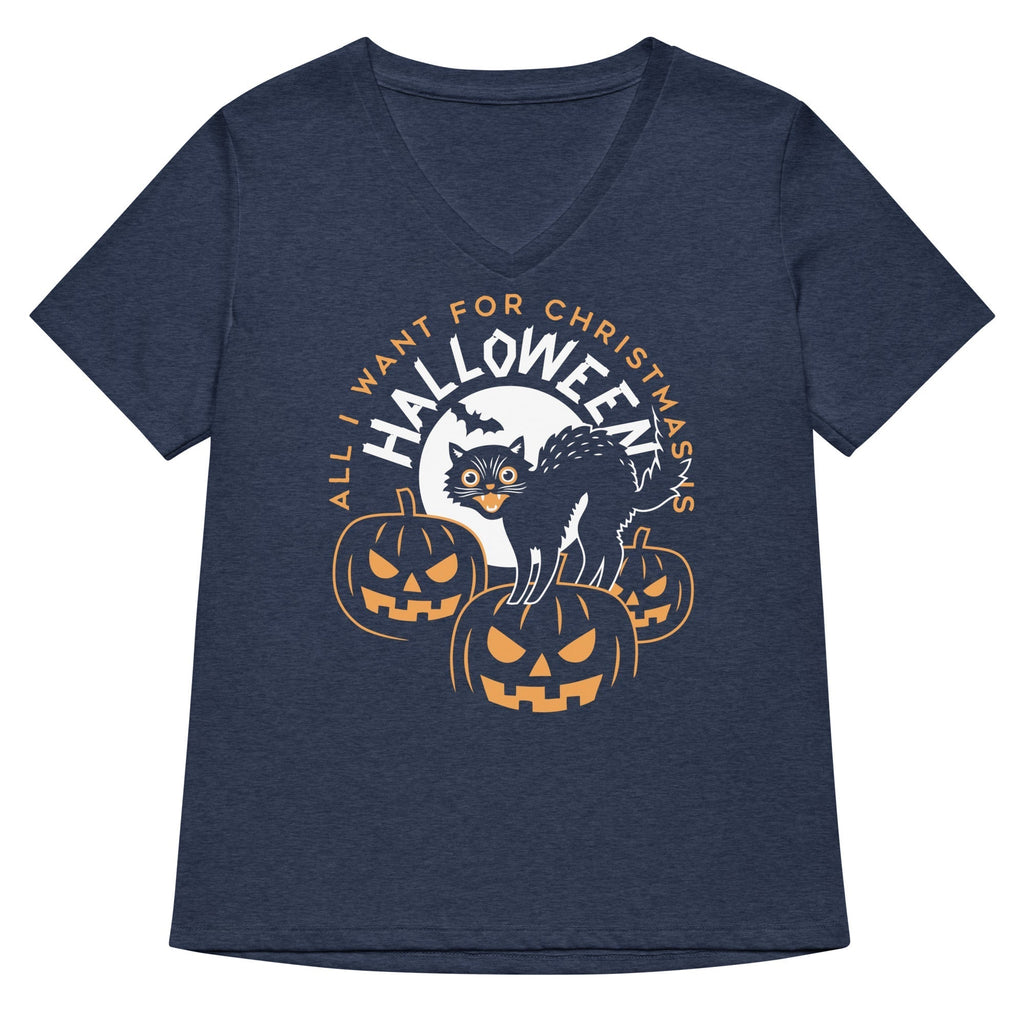 All I Want For Christmas Is Halloween Women's V-Neck Tee Hoodie, Sweatshirt | CoreVibeTees.com (Image 2)
