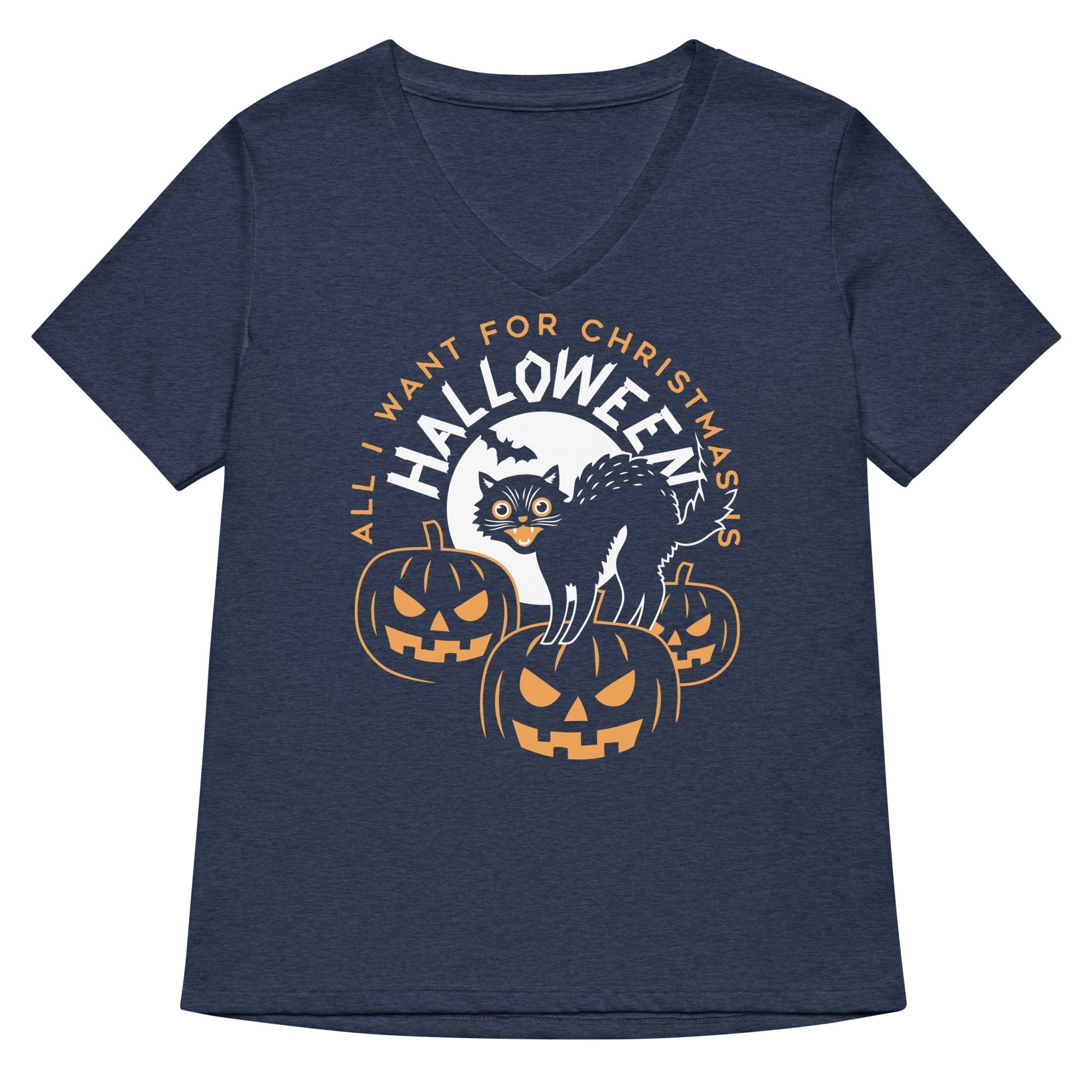 All I Want For Christmas Is Halloween Women's V-Neck Tee Hoodie, Sweatshirt | CoreVibeTees.com (Image 2)