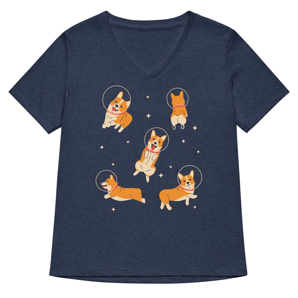 Corgis In Space Women's V-Neck Tee Hoodie, Sweatshirt | CoreVibeTees.com (Image 2)