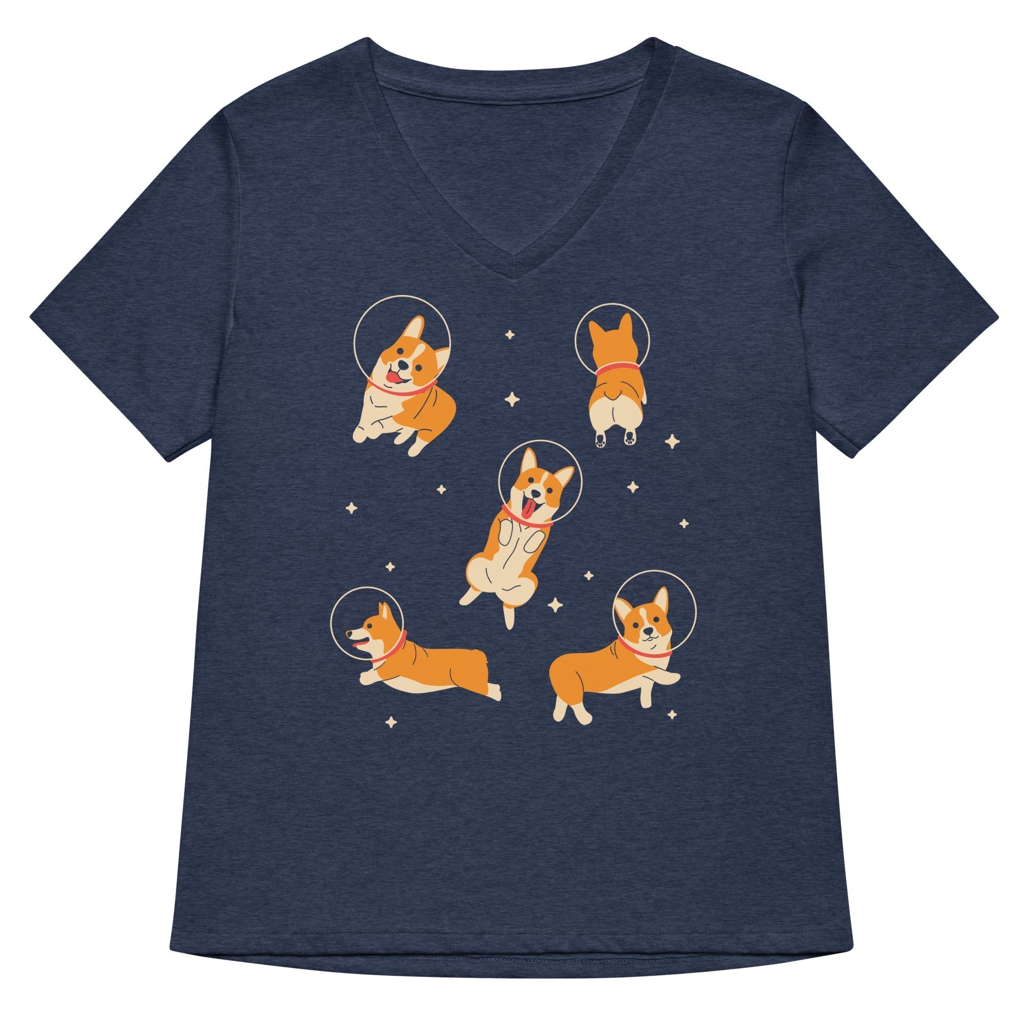 Corgis In Space Women's V-Neck Tee Hoodie, Sweatshirt | CoreVibeTees.com (Image 2)