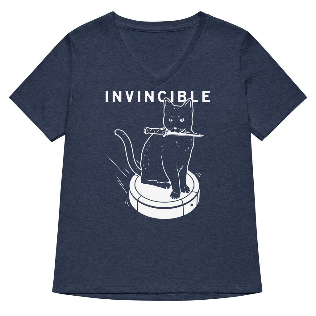 Invincible Cat Women's V-Neck Tee Hoodie, Sweatshirt | CoreVibeTees.com (Image 2)