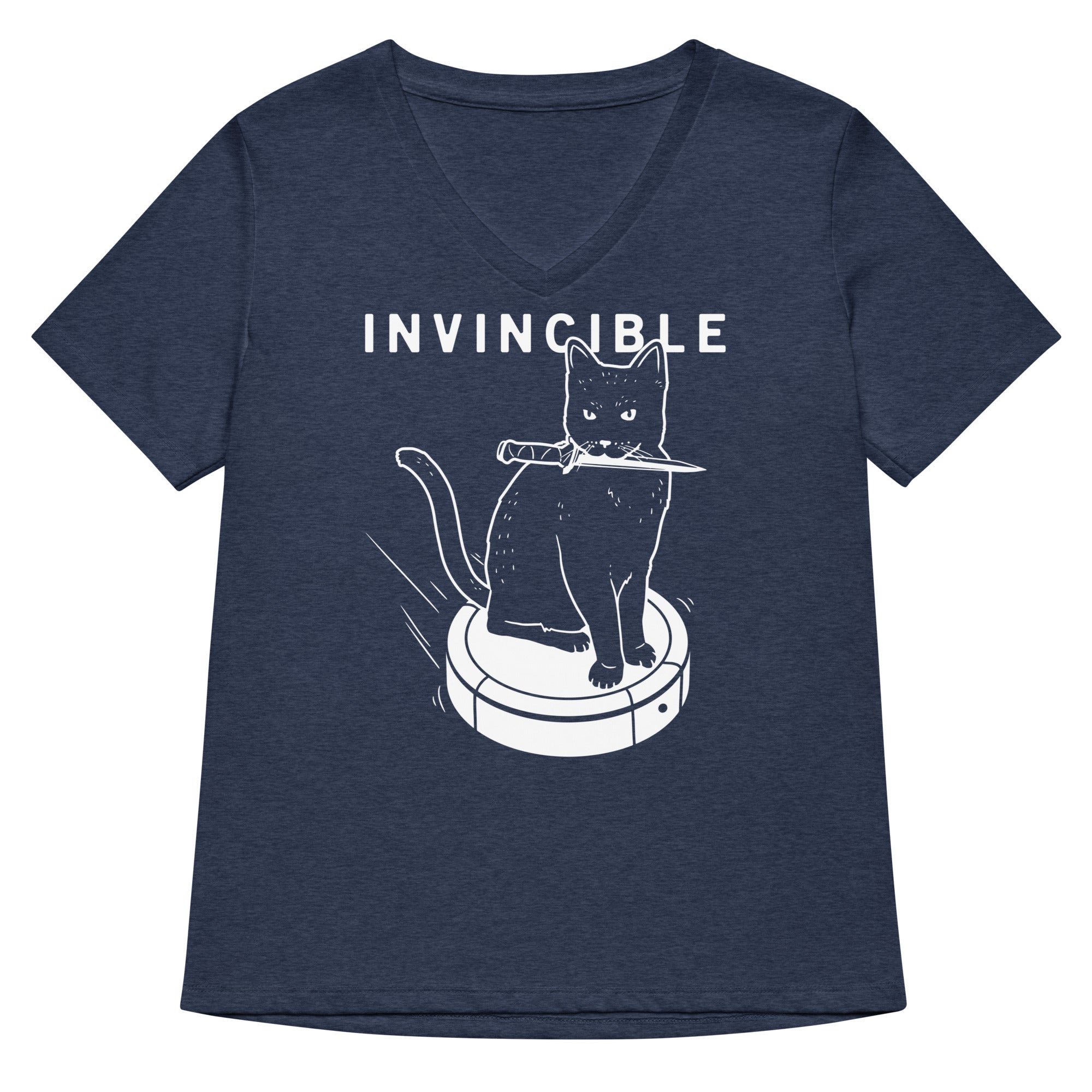 Invincible Cat Women's V-Neck Tee Hoodie, Sweatshirt | CoreVibeTees.com (Image 2)