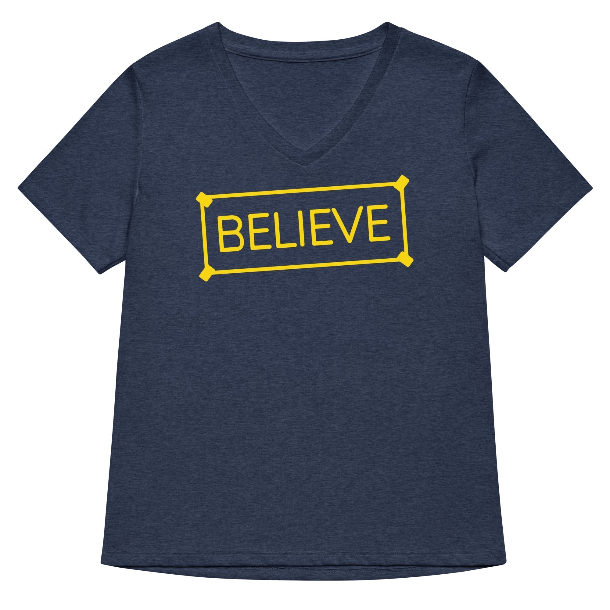 Believe Sign Women's V-Neck Tee Hoodie, Sweatshirt | CoreVibeTees.com (Image 2)