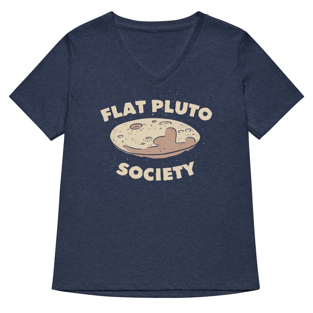 Flat Pluto Society Women's V-Neck Tee Hoodie, Sweatshirt | CoreVibeTees.com (Image 2)