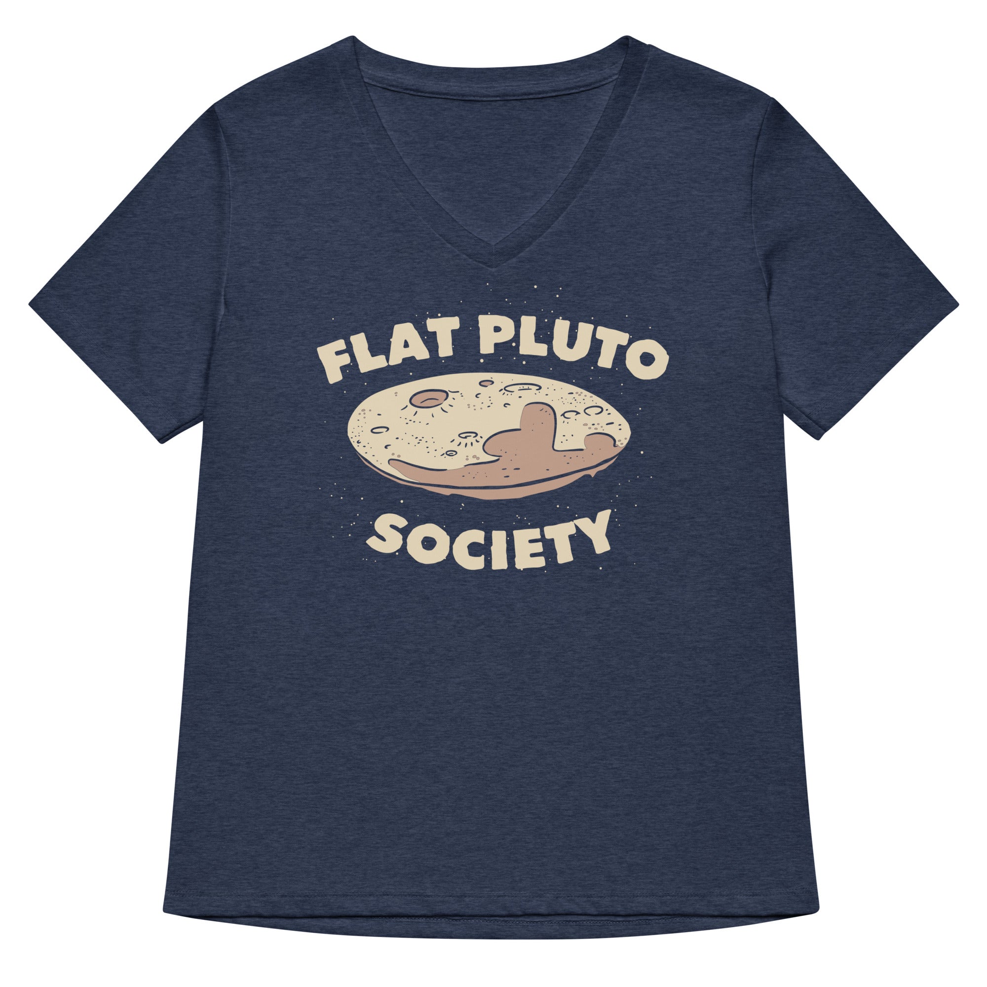 Flat Pluto Society Women's V-Neck Tee Hoodie, Sweatshirt | CoreVibeTees.com (Image 2)