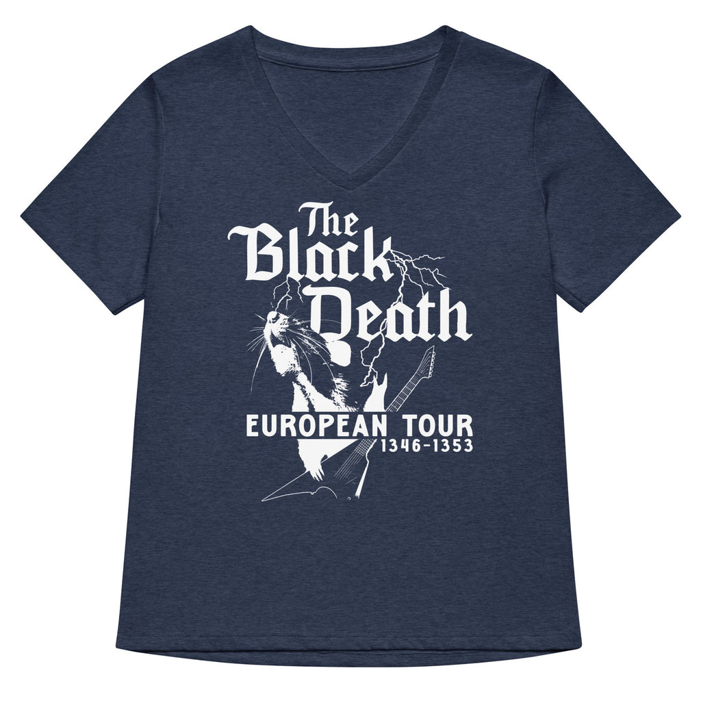 The Black Death European Tour Women's V-Neck Tee Hoodie, Sweatshirt | CoreVibeTees.com (Image 3)