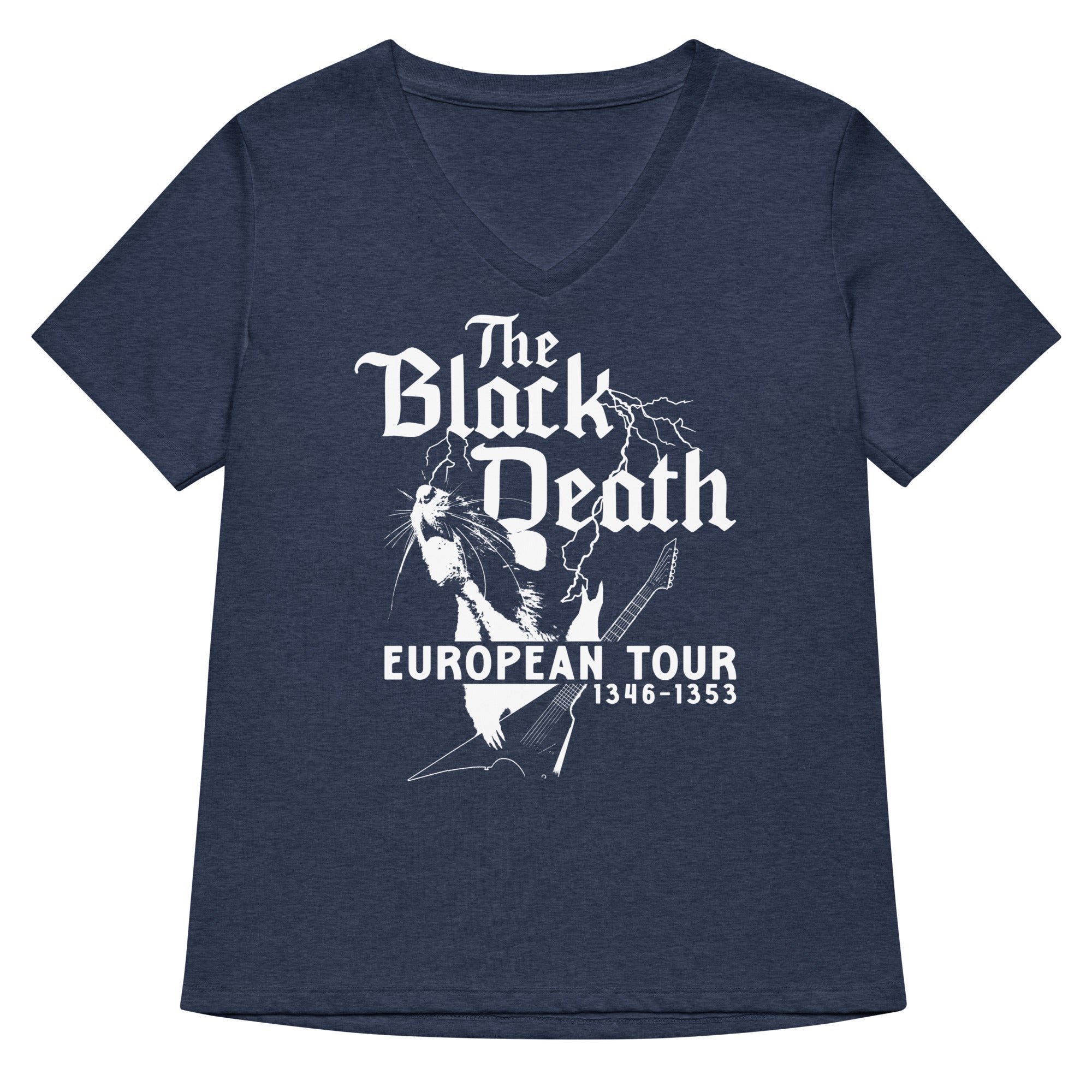 The Black Death European Tour Women's V-Neck Tee Hoodie, Sweatshirt | CoreVibeTees.com (Image 3)