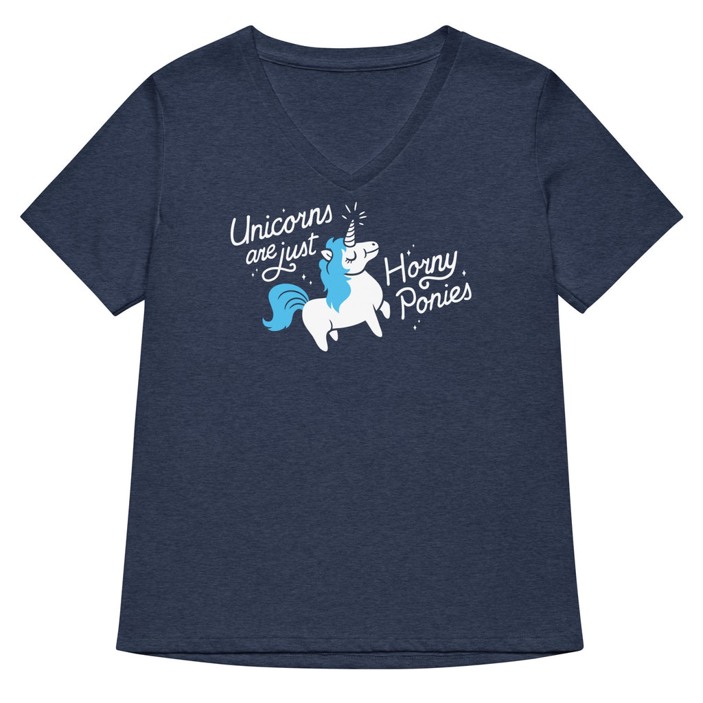Unicorns Are Just Horny Ponies Women's V-Neck Tee Hoodie, Sweatshirt | CoreVibeTees.com (Image 1)