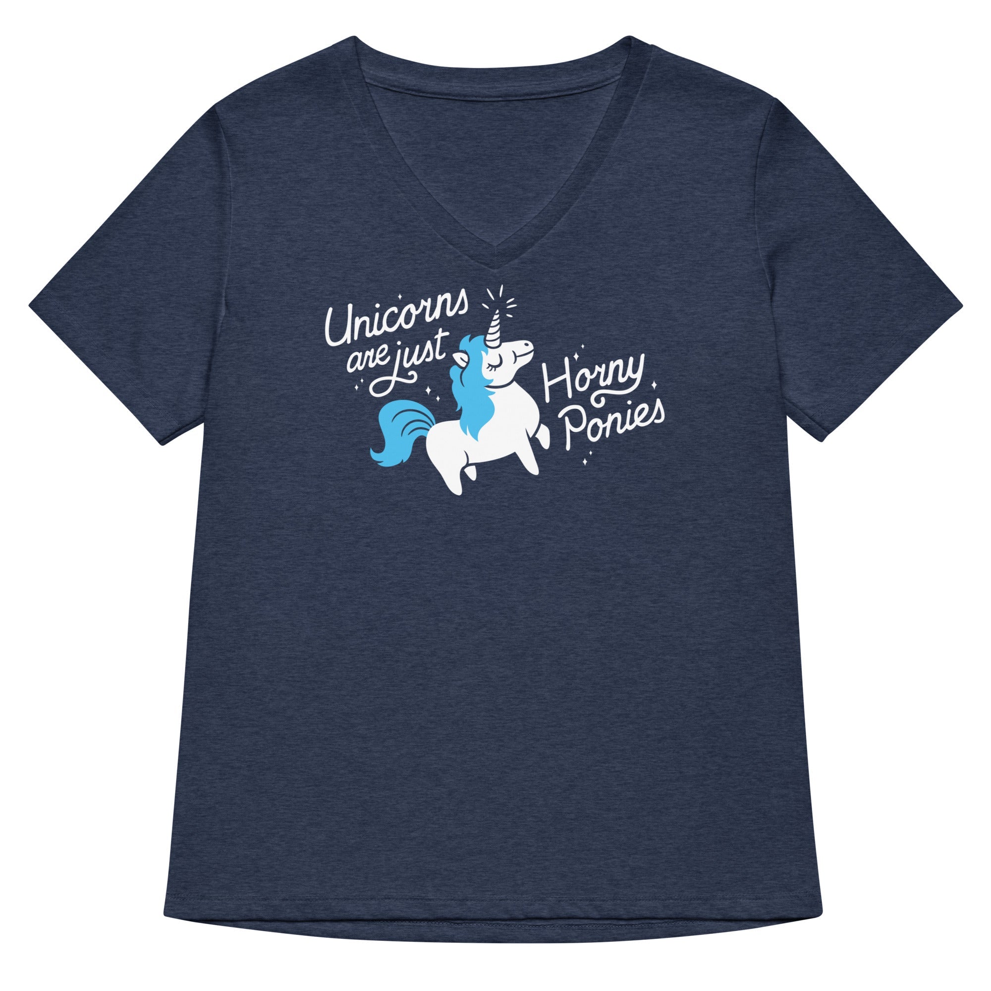 Unicorns Are Just Horny Ponies Women's V-Neck Tee Hoodie, Sweatshirt | CoreVibeTees.com (Image 1)