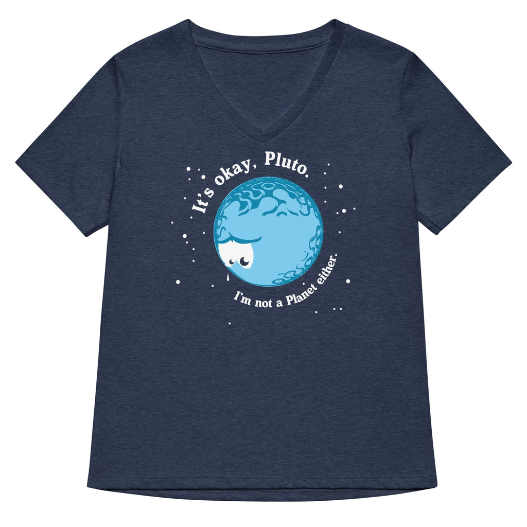 It's Okay Pluto Women's V-Neck Tee Hoodie, Sweatshirt | CoreVibeTees.com (Image 1)