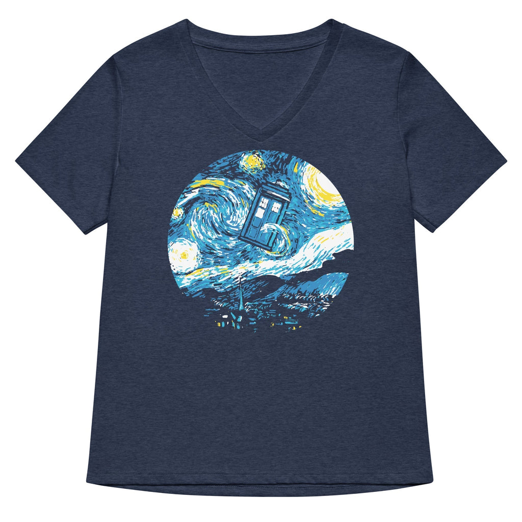 Starry Night Police Box Women's V-Neck Tee Hoodie, Sweatshirt | CoreVibeTees.com (Image 1)