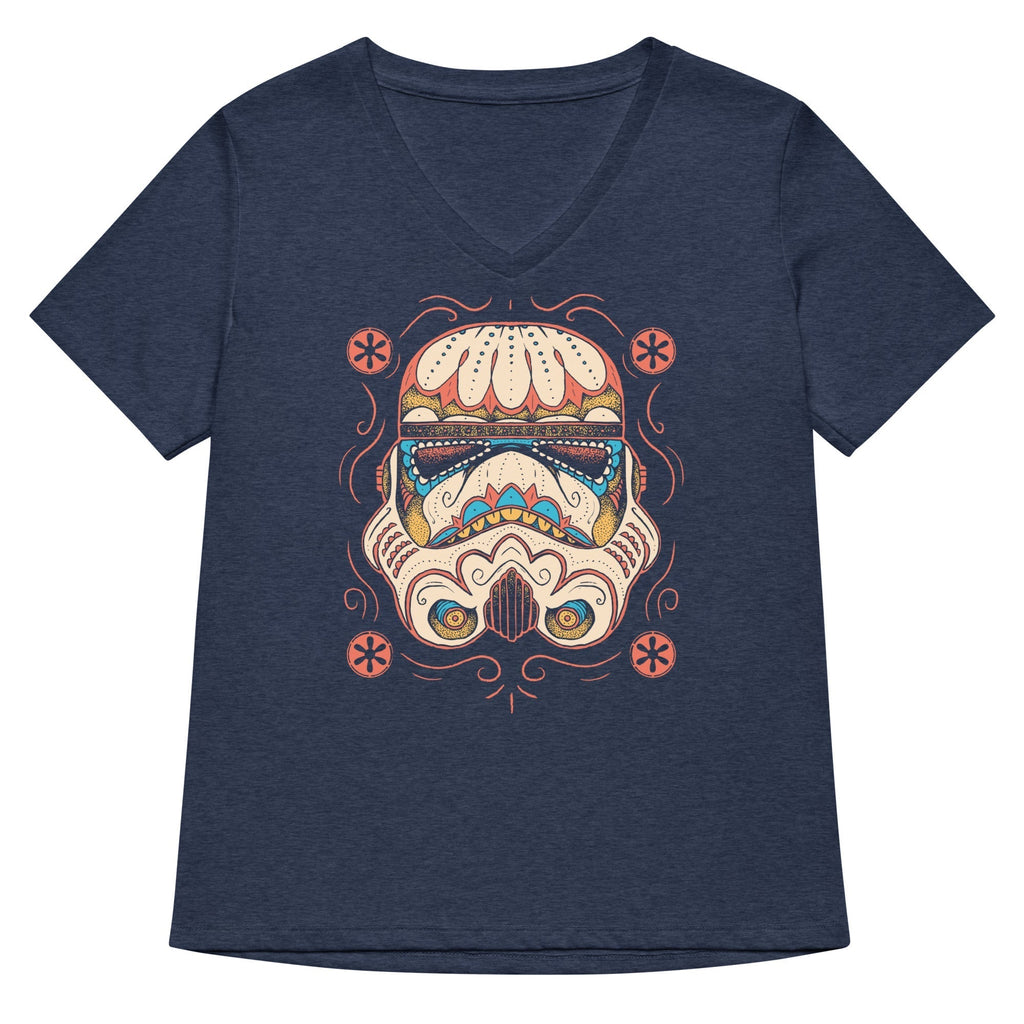 Sugar Skull Trooper Women's V-Neck Tee Hoodie, Sweatshirt | CoreVibeTees.com (Image 2)