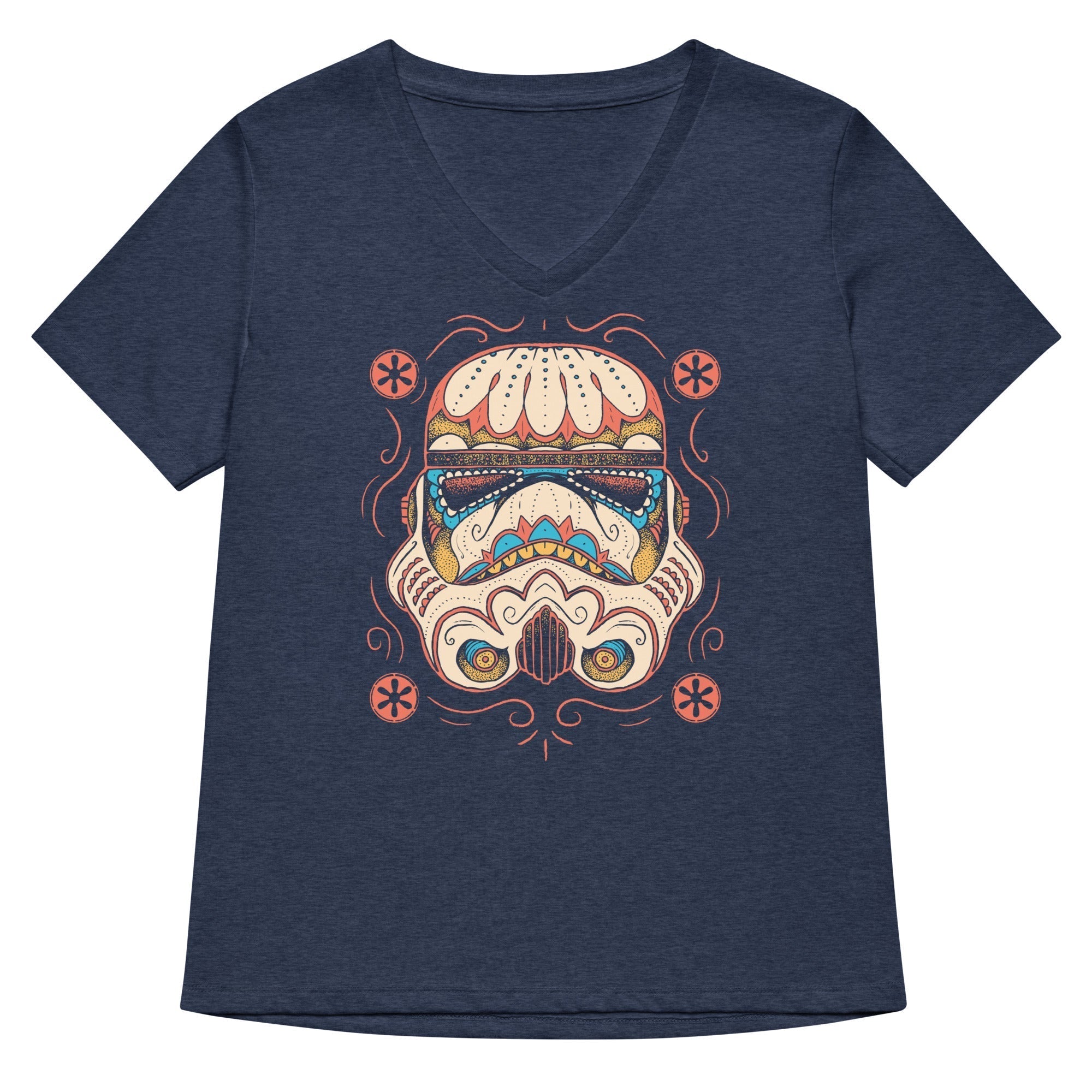 Sugar Skull Trooper Women's V-Neck Tee Hoodie, Sweatshirt | CoreVibeTees.com (Image 2)