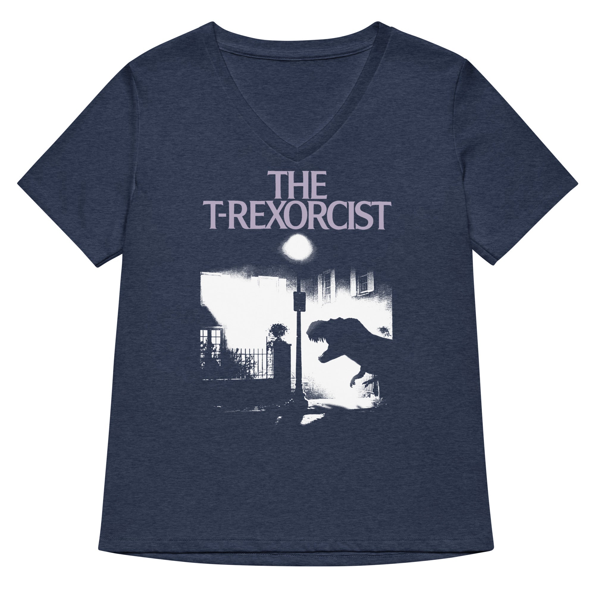 The T-Rexorcist Women's V-Neck Tee Hoodie, Sweatshirt | CoreVibeTees.com (Image 2)
