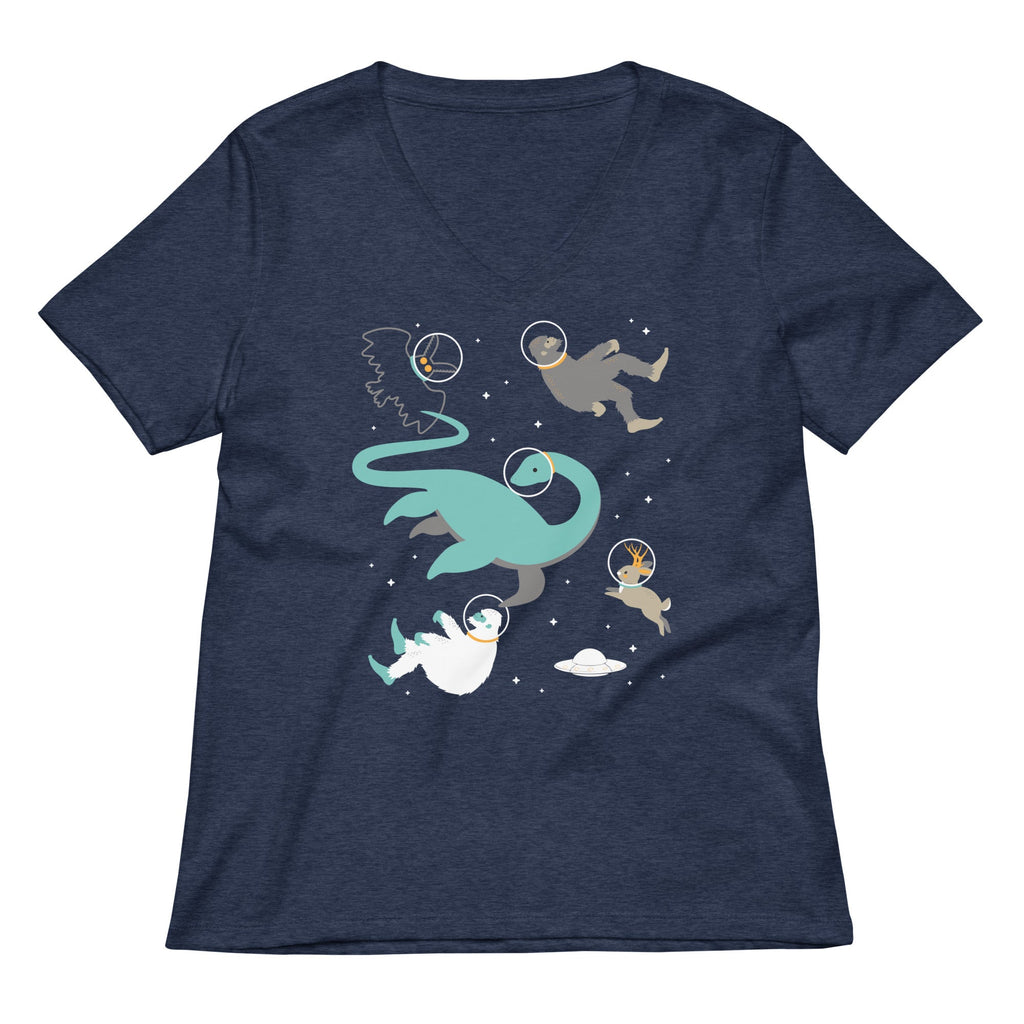 Cryptids In Space Women's V-Neck Tee Hoodie, Sweatshirt | CoreVibeTees.com (Image 2)