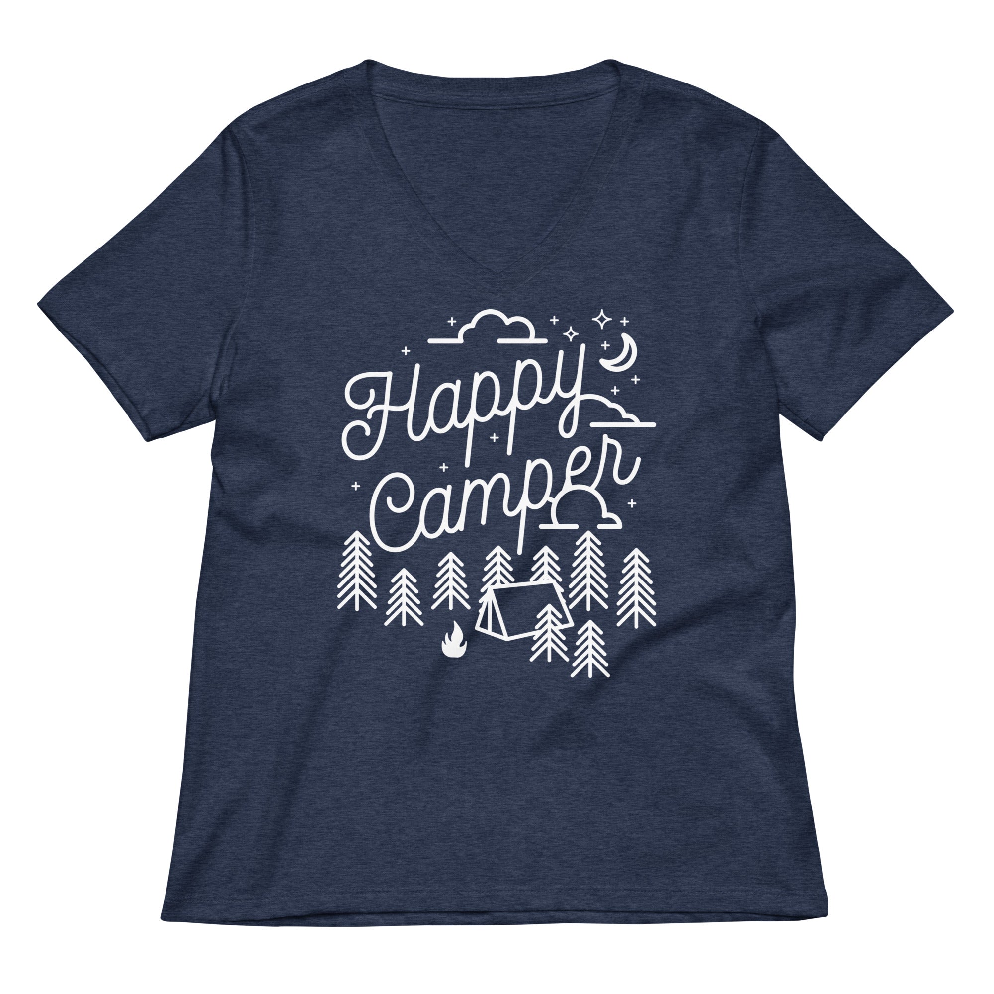 Happy Camper Women's V-Neck Tee Hoodie, Sweatshirt | CoreVibeTees.com (Image 3)